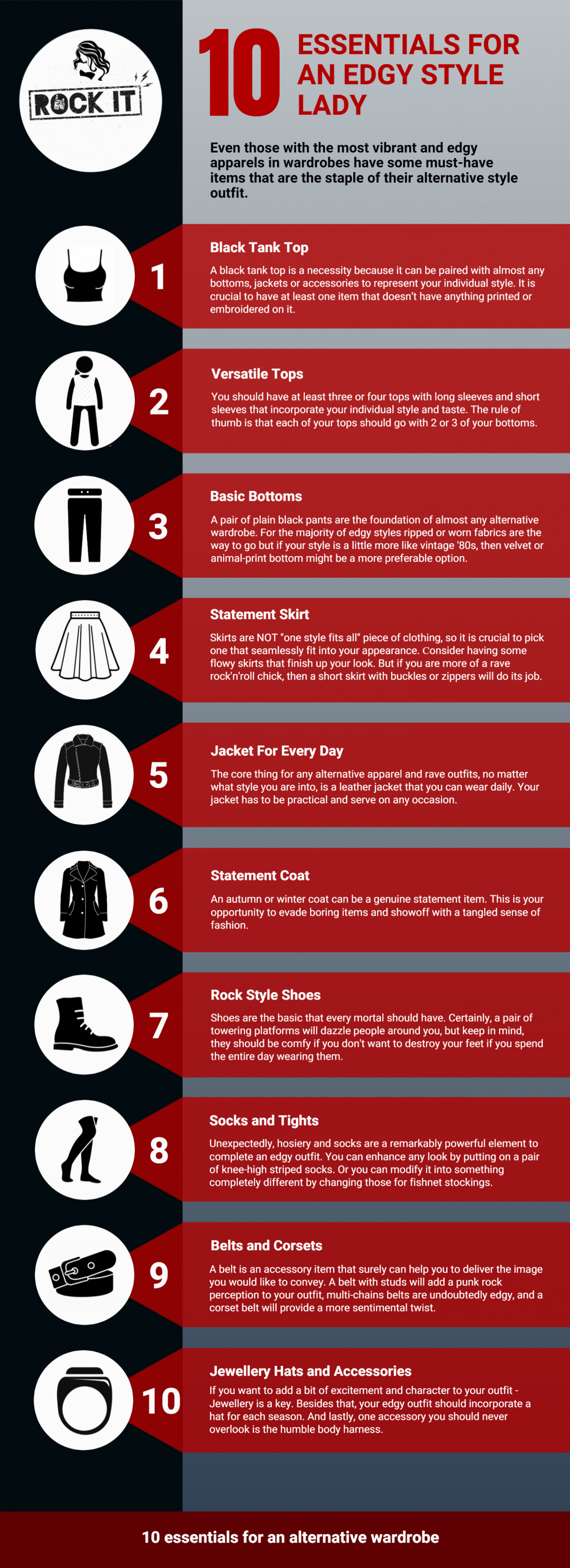 10 Essentials For An Edgy Style Lady Infographic