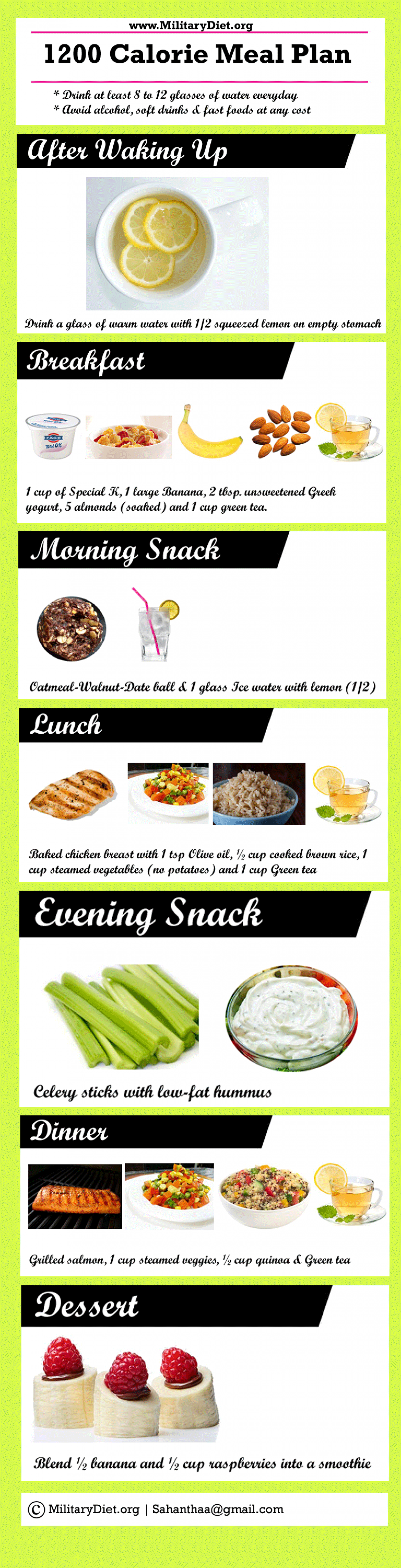 1200 Calorie Meal Plan for Weight Loss Infographic