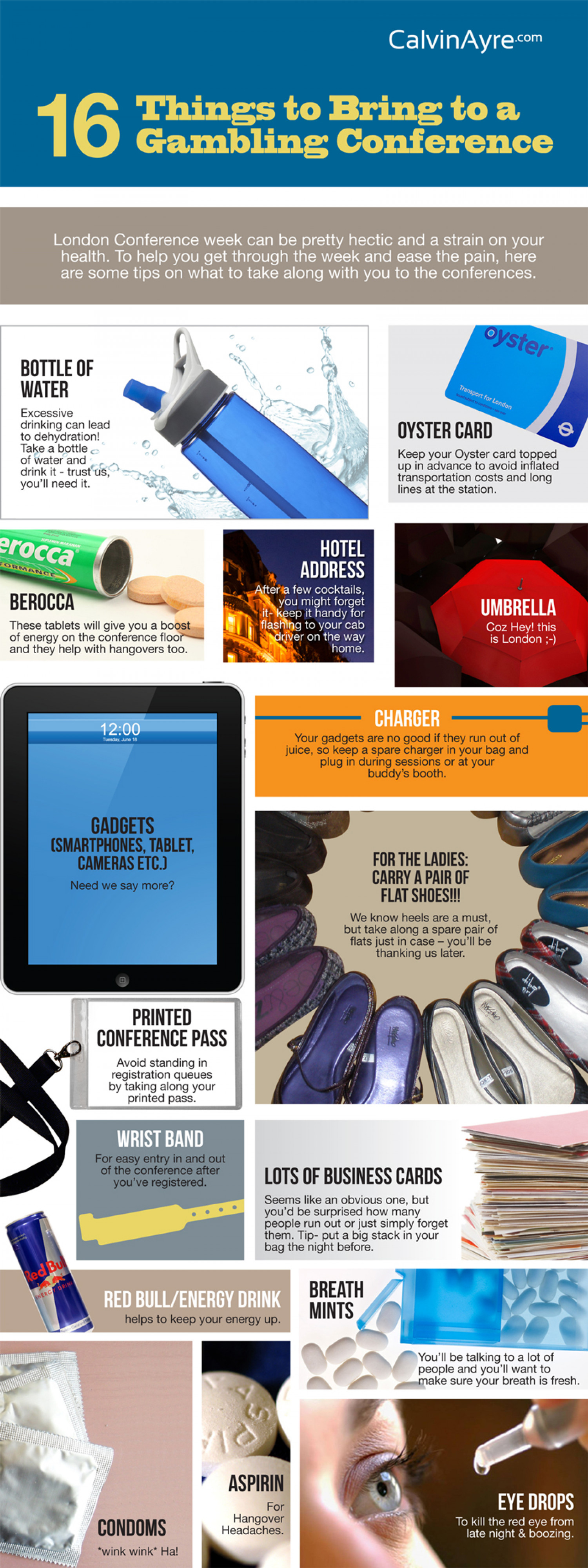 16 Things to Bring to a Gambling Conference Infographic