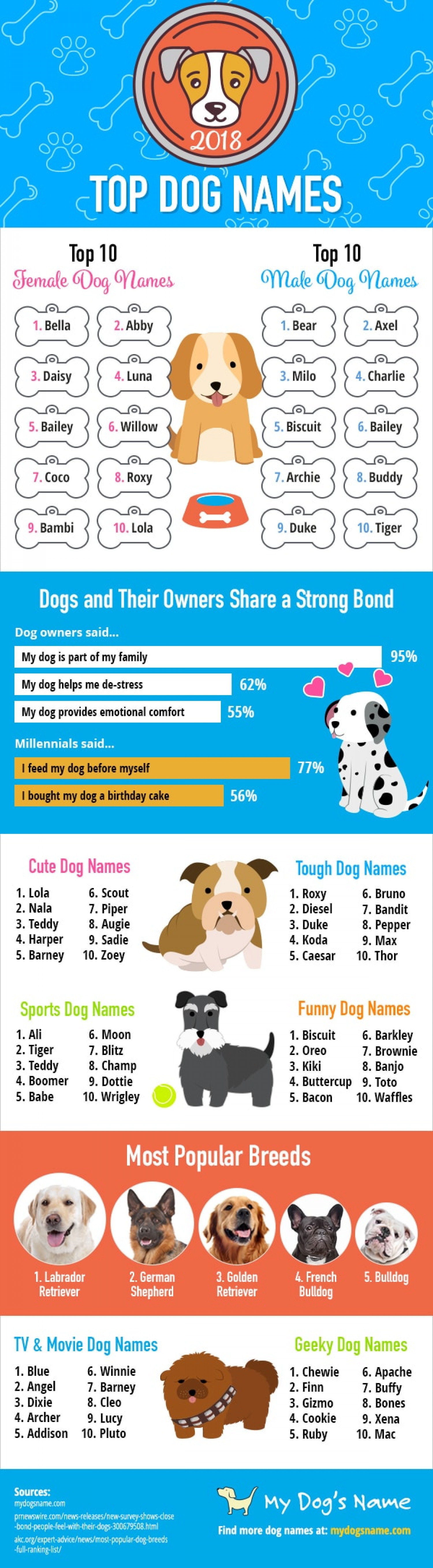 2018 Top Dog Names Infographic Infographic