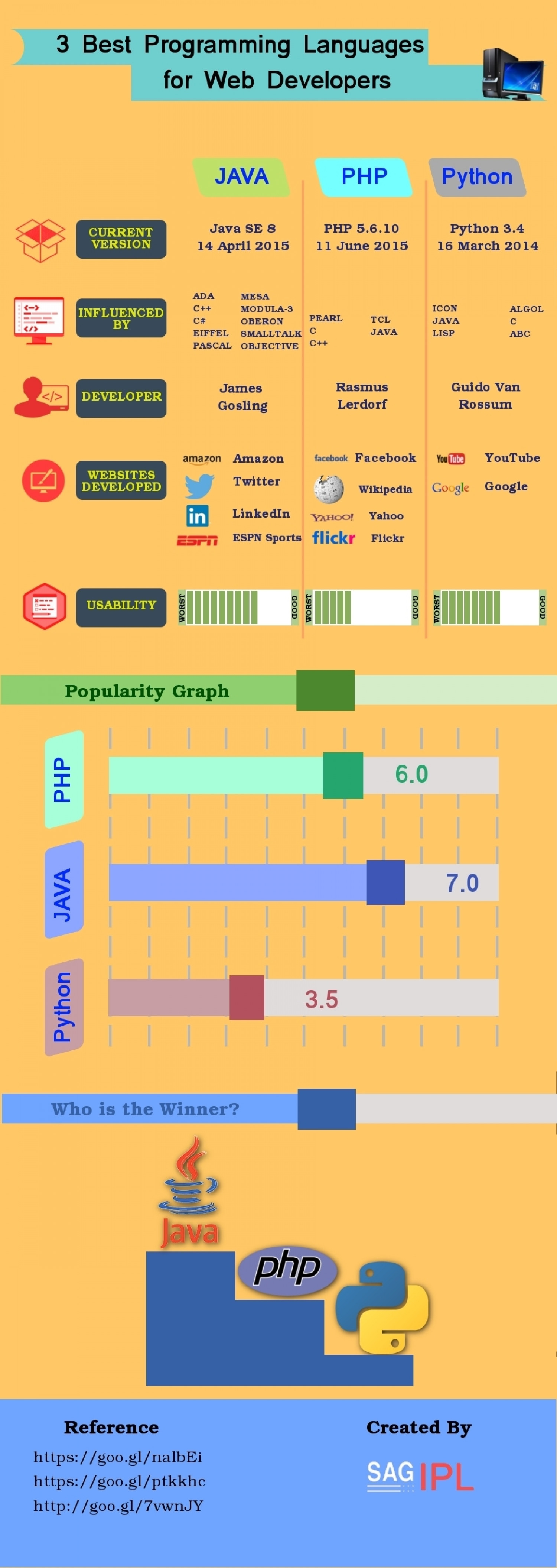 3 Best Programming Languages for Web Developers Infographic