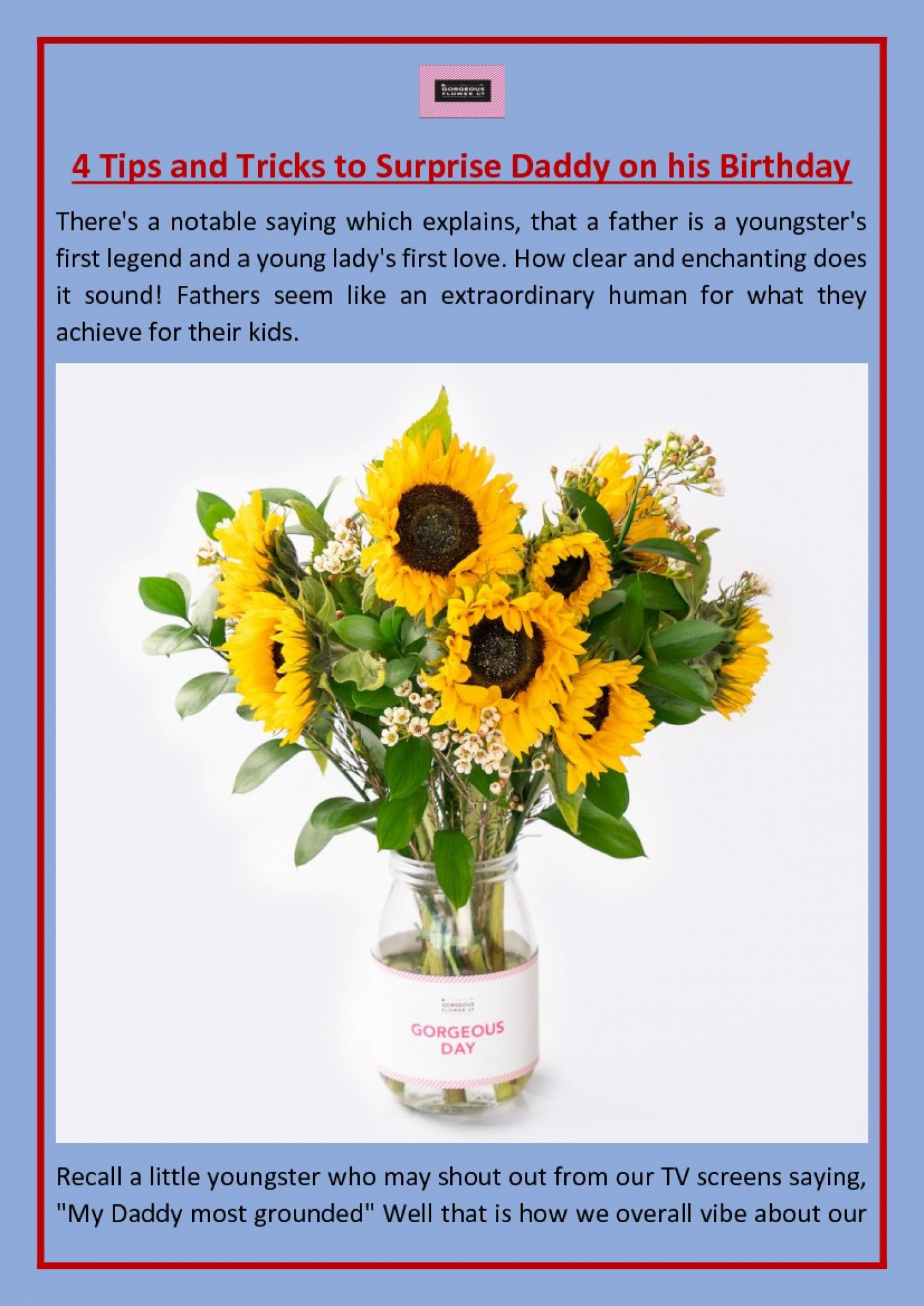 4 Tips and Tricks to Surprise Daddy on his Birthday Infographic