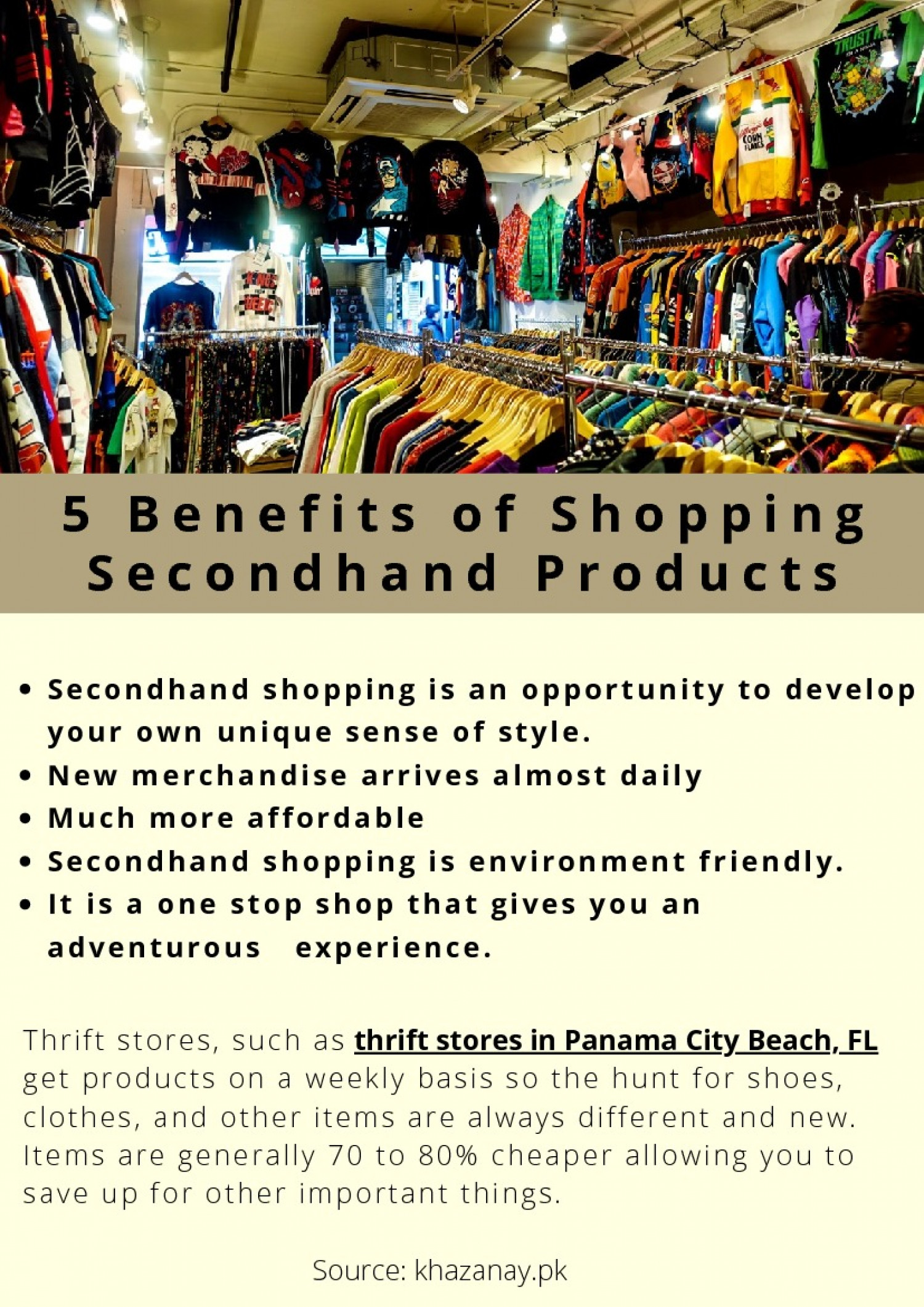 5 Benefits of Shopping Secondhand Products Infographic