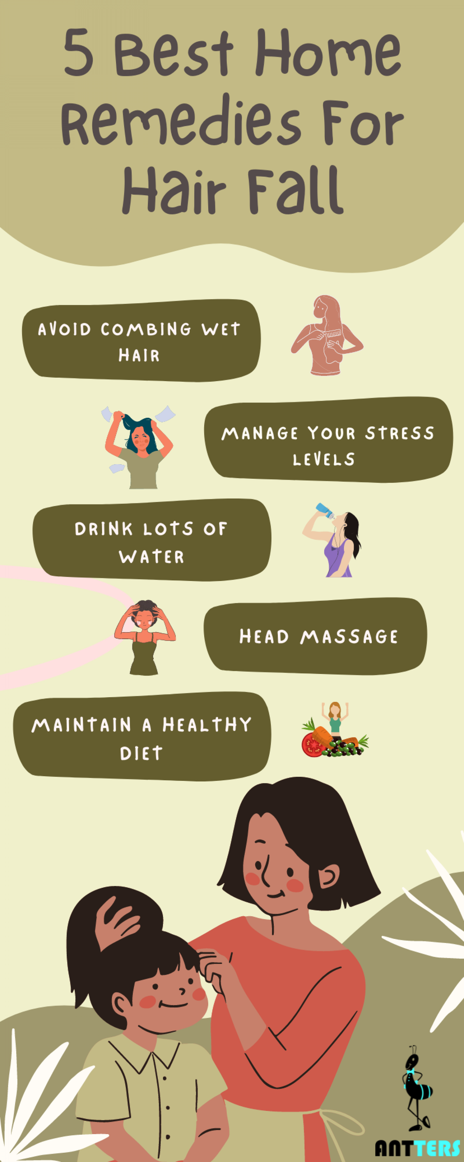5 Best Home Remedies For Hair Fall Infographic