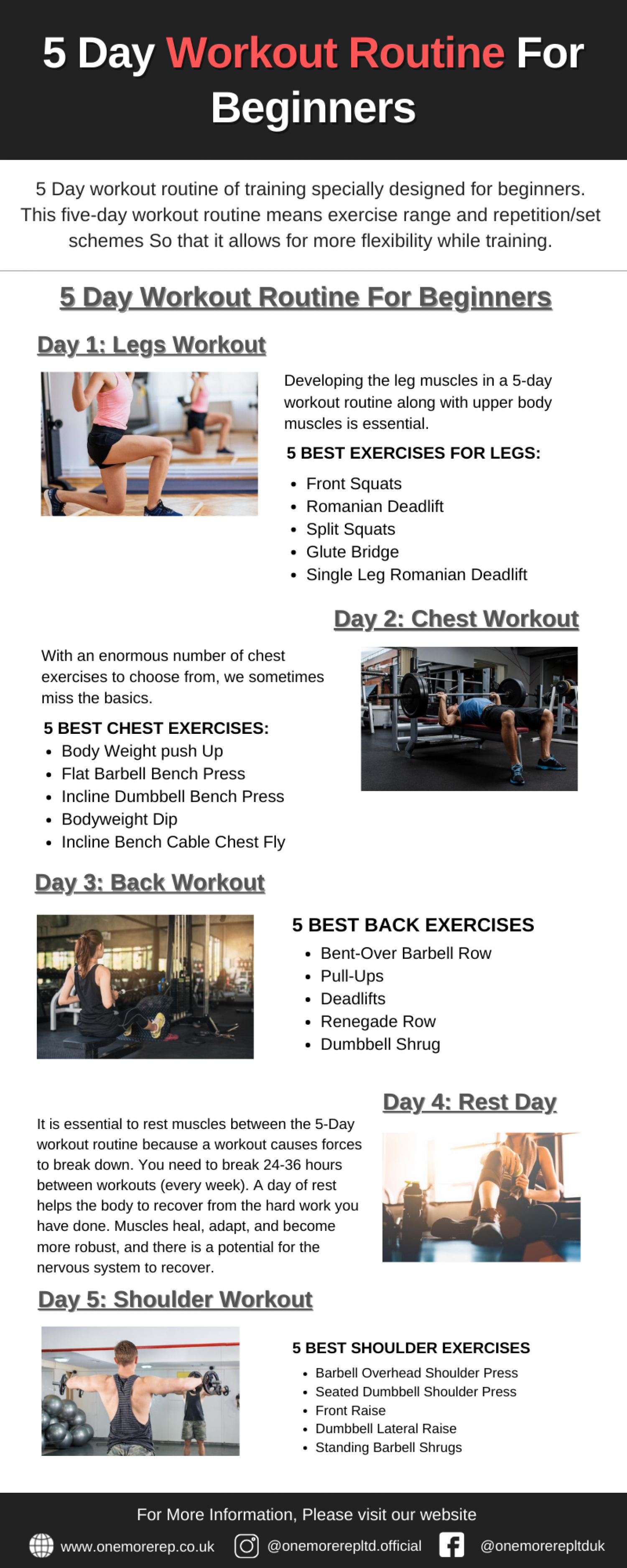 5 Day Workout Routine For Beginners Infographic