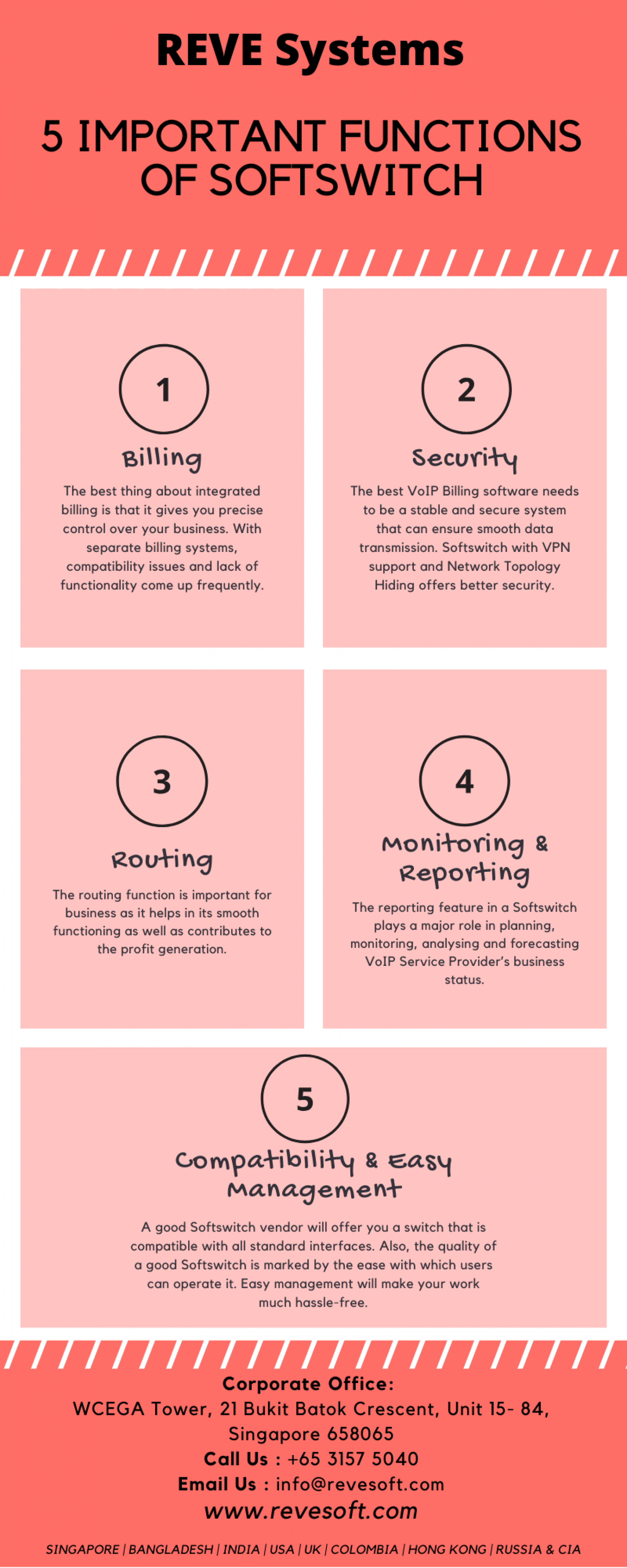 5 Important Functions of Softswitch | REVE Systems Infographic