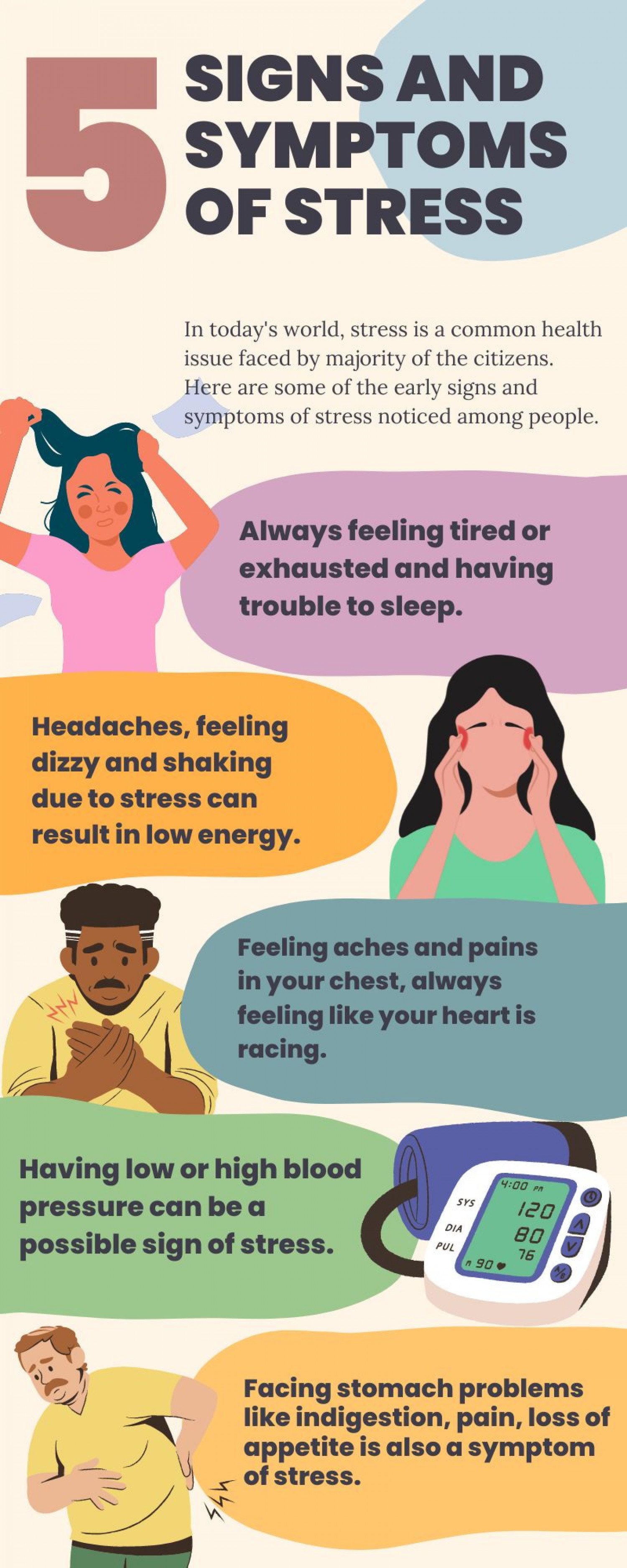5 SIGNS AND SYMPTOMS OF STRESS Infographic