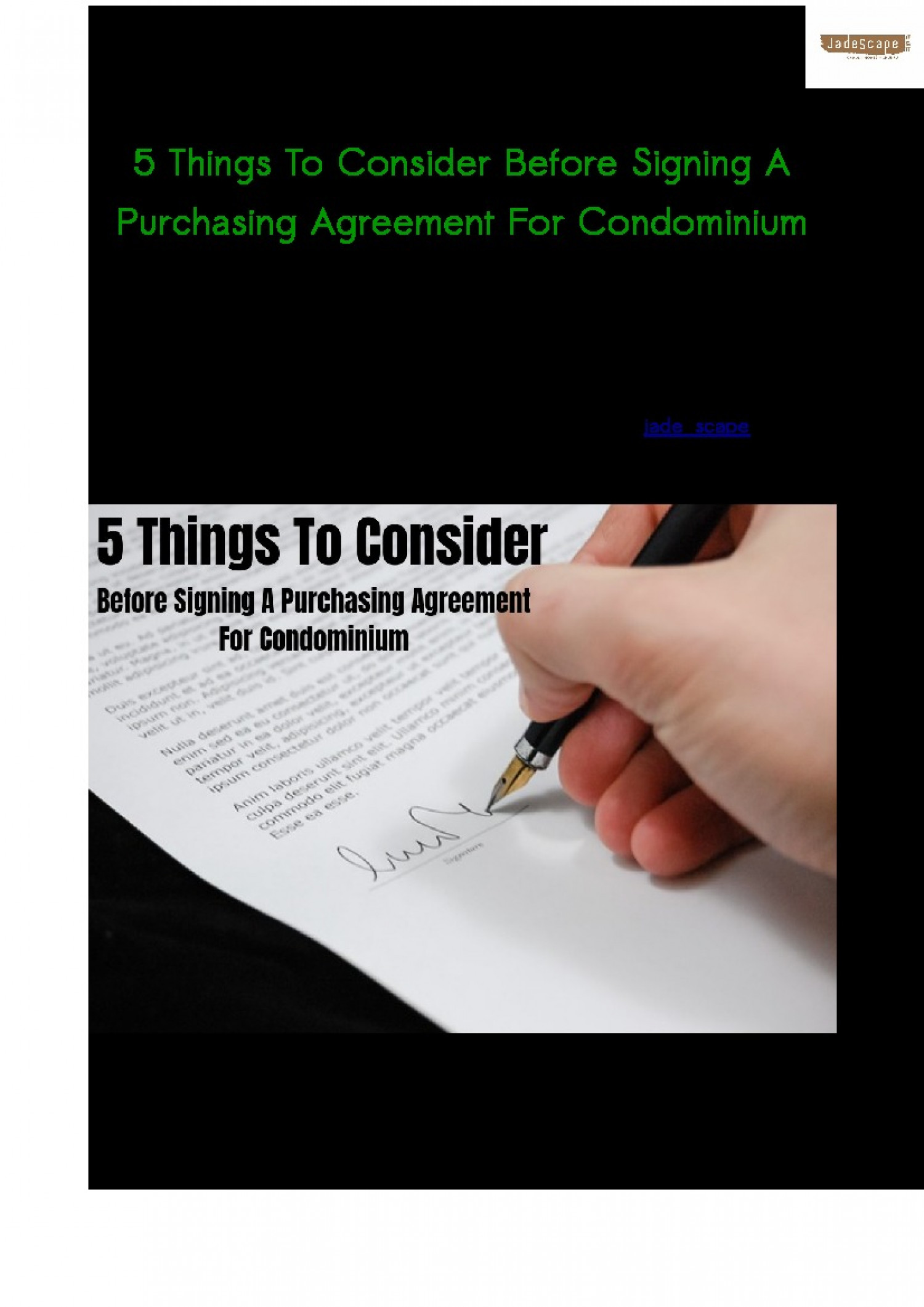 5 Things To Consider Before Signing A Purchasing Agreement For Condominium Infographic