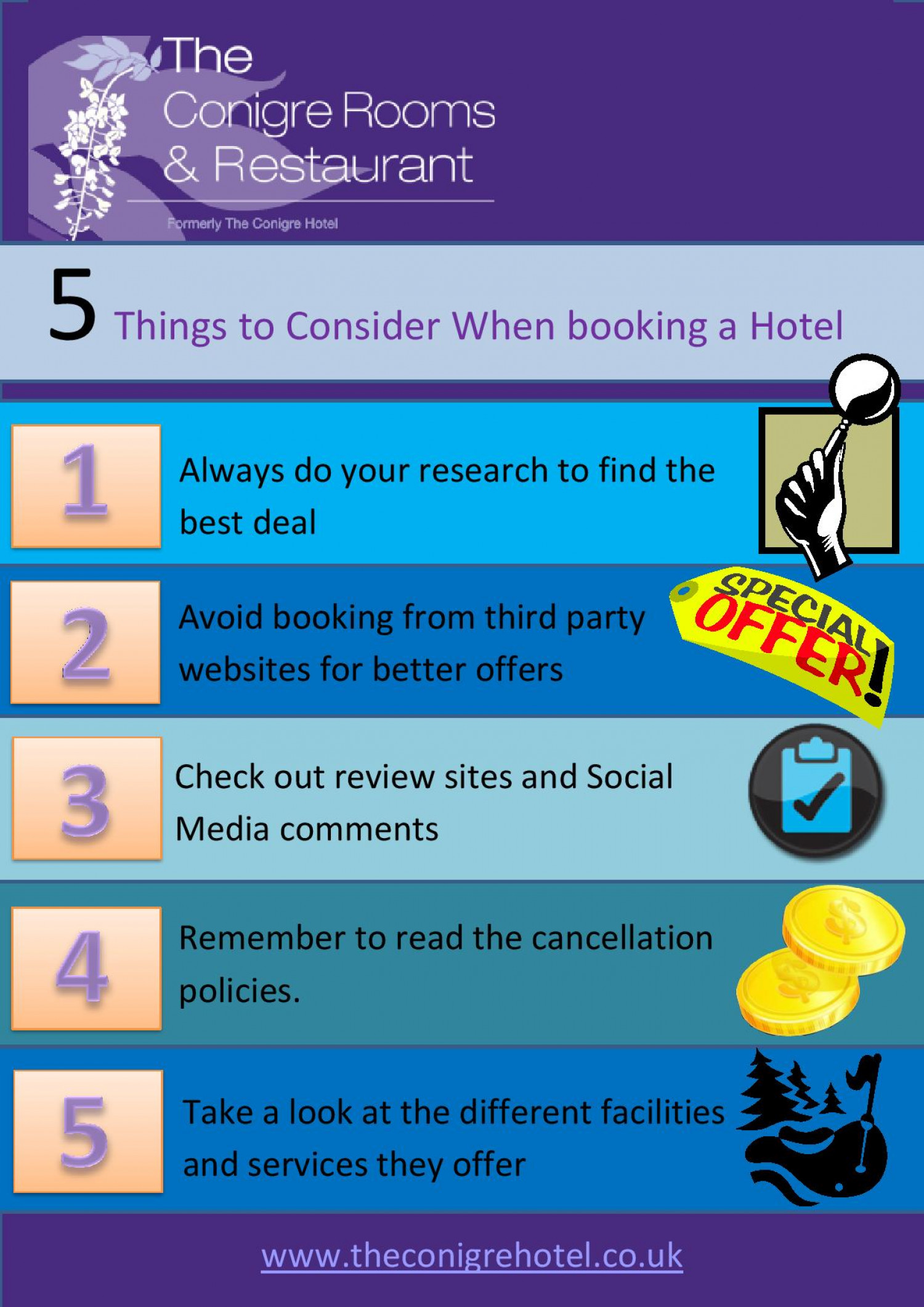 5 Things to consider when booking a hotel Infographic
