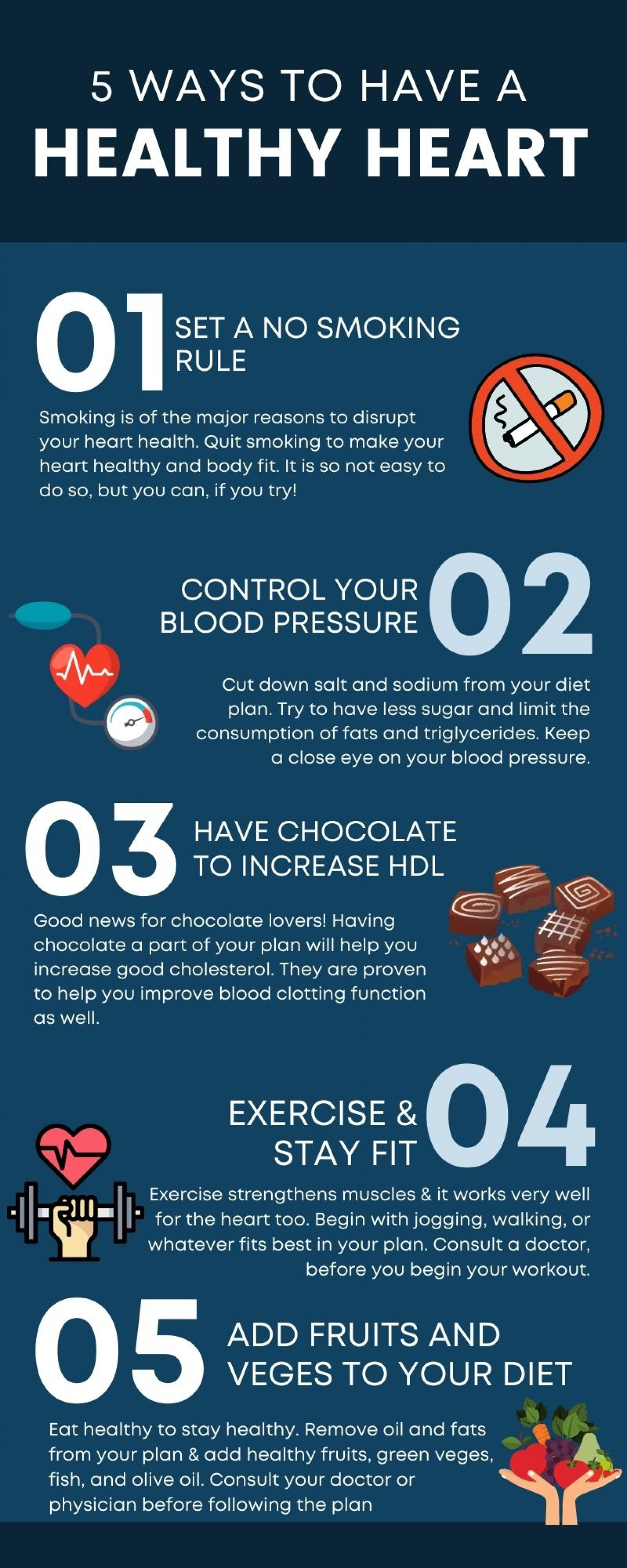 5 Ways To Have A Healthy Heart Infographic