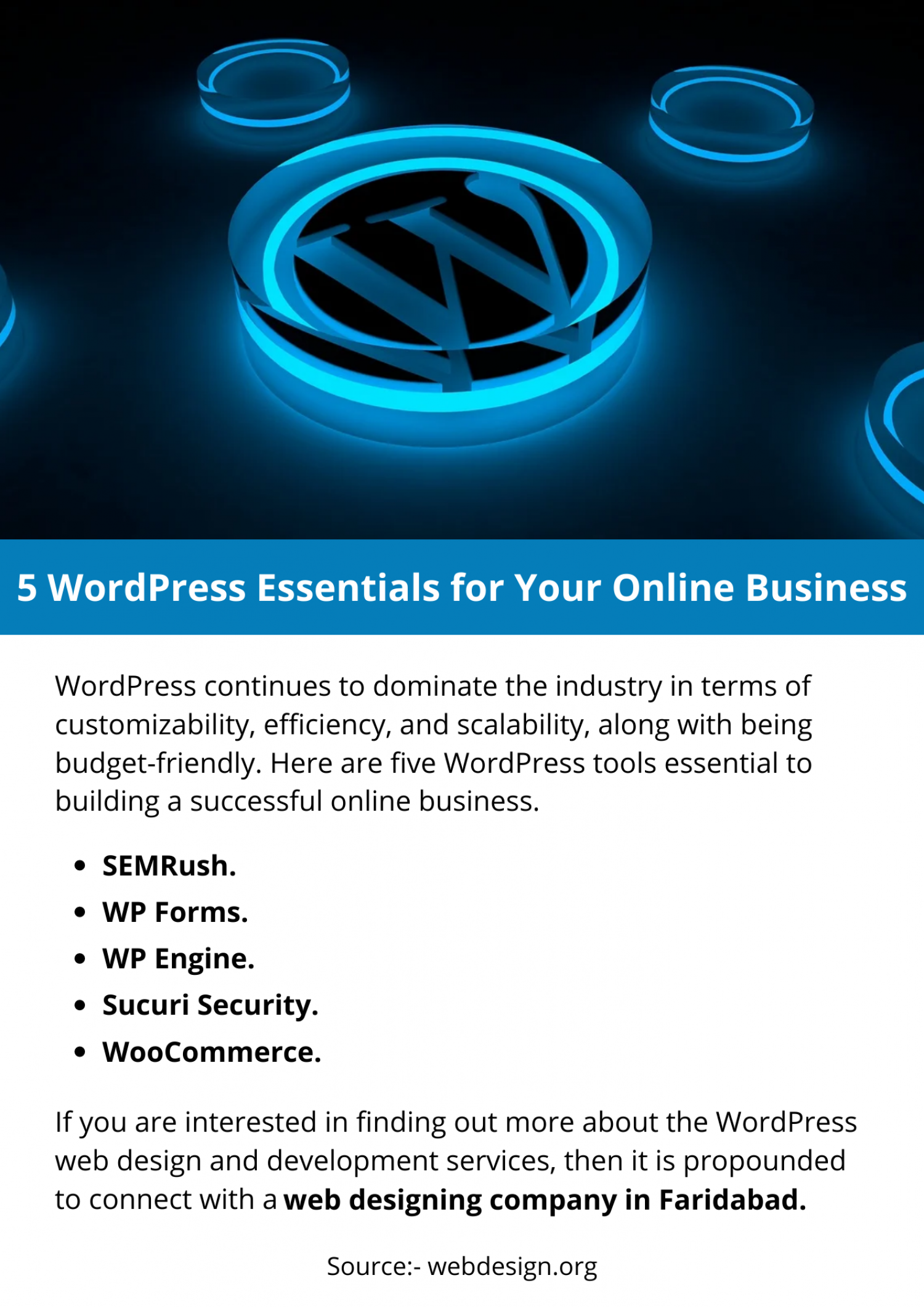 5 WordPress Essentials for Your Online Business Infographic