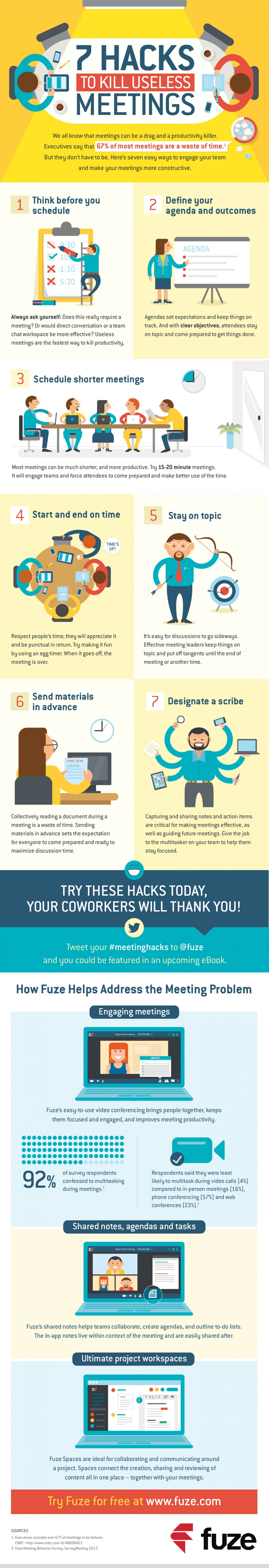 7 Hacks to Kill Useless Meetings Infographic