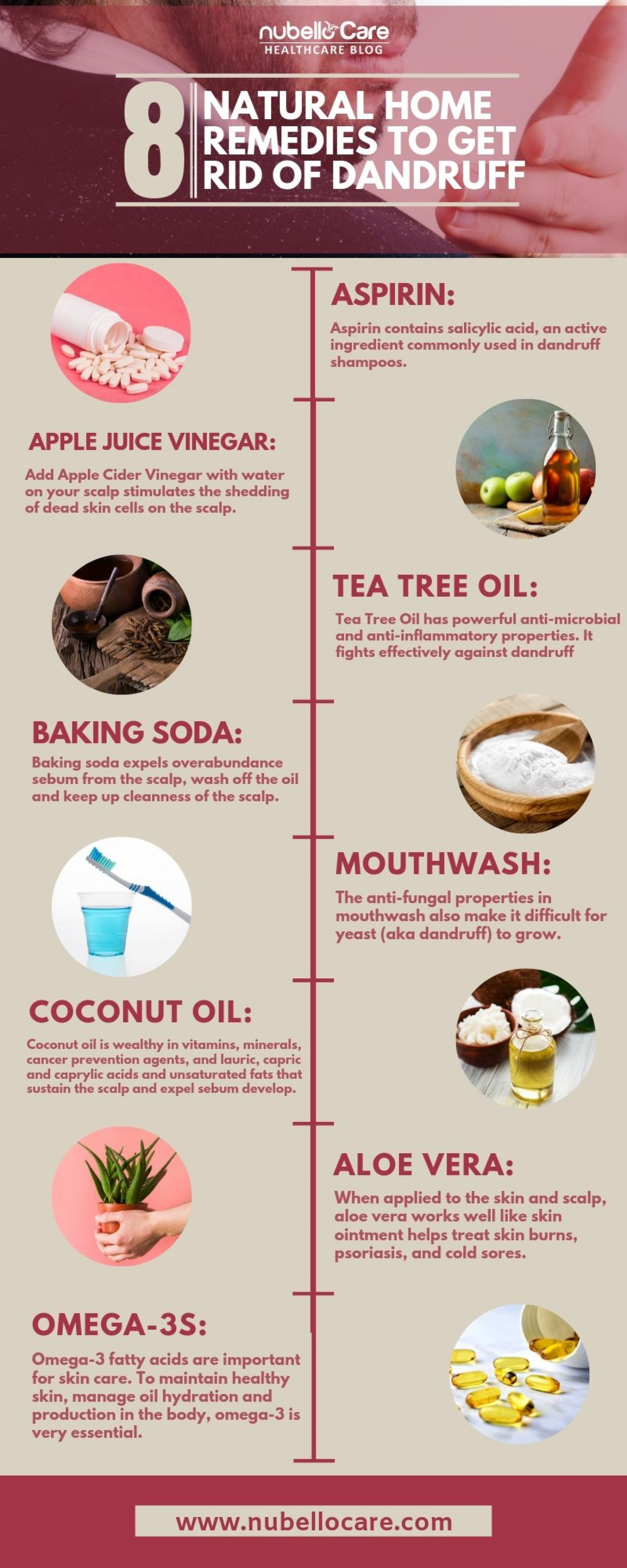 8 DIY - Home Remedies for Dandruff Infographic