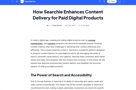 How Searchie Enhances Content Delivery for Paid Digital Products Infographic