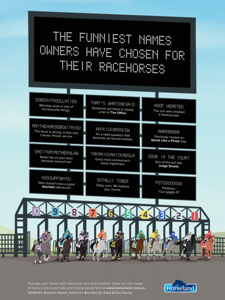 The Funniest Names Owners Have Chosen for Their  Racehorses Infographic