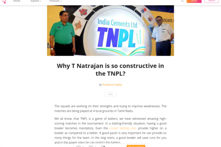 Why T Natrajan is so constructive in the TNPL? Infographic