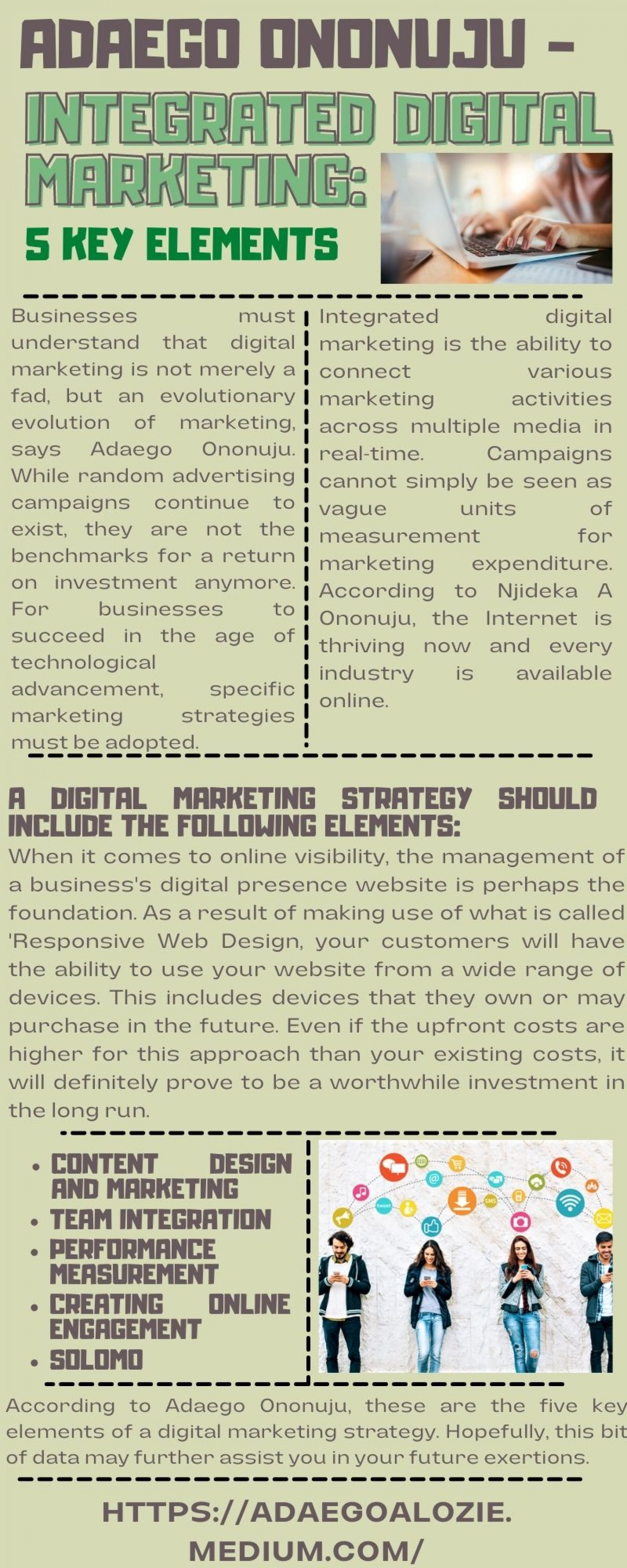 Adaego Ononuju - Integrated Digital Marketing: 5 Key Elements Infographic