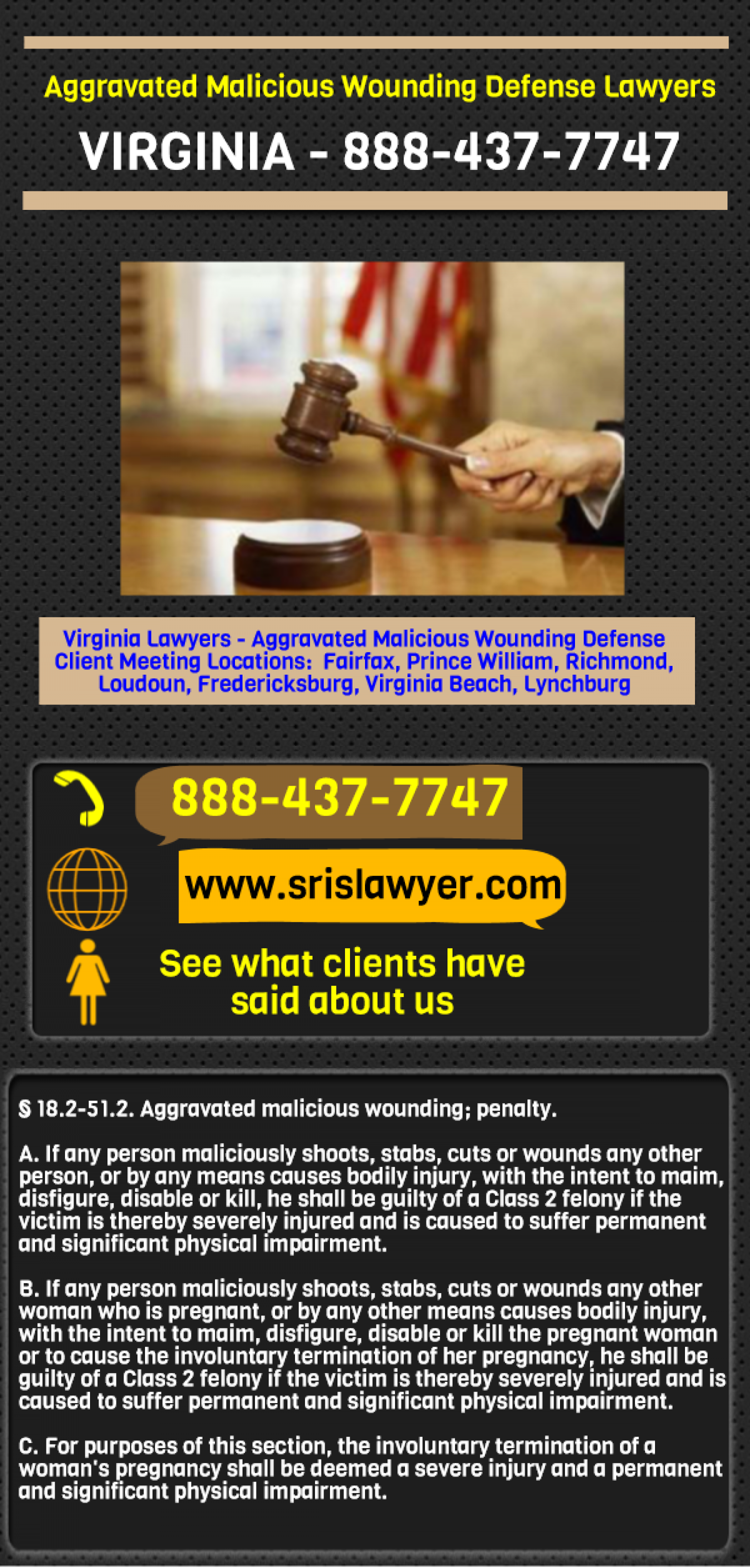 Aggravated Malicious Wounding Lawyers Virginia Fairfax Alexandria Infographic