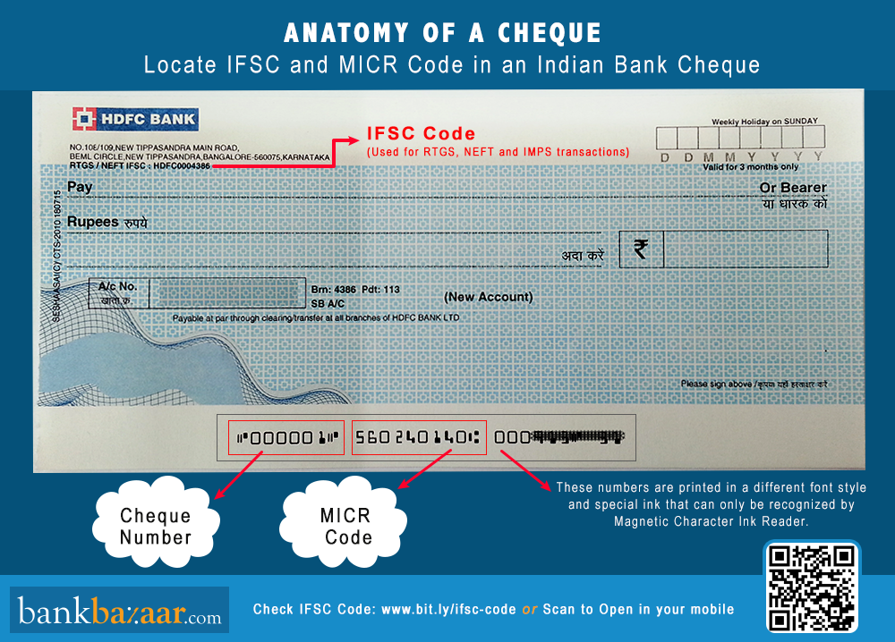 Anatomy of a Cheque Locate IFSC, MICR Codes and Cheque Number in an