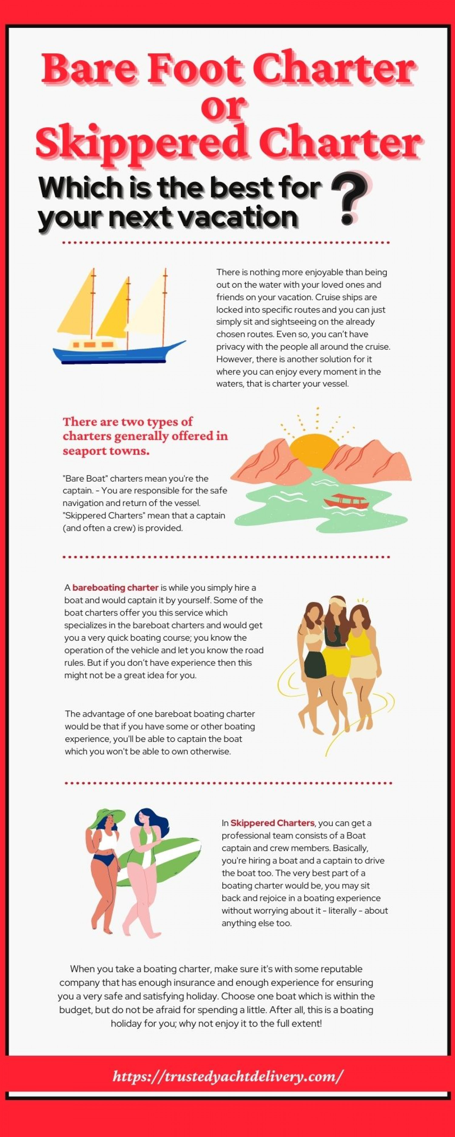 Bare Foot Charter or Skippered Charter – Which is the best for your next vacation Infographic