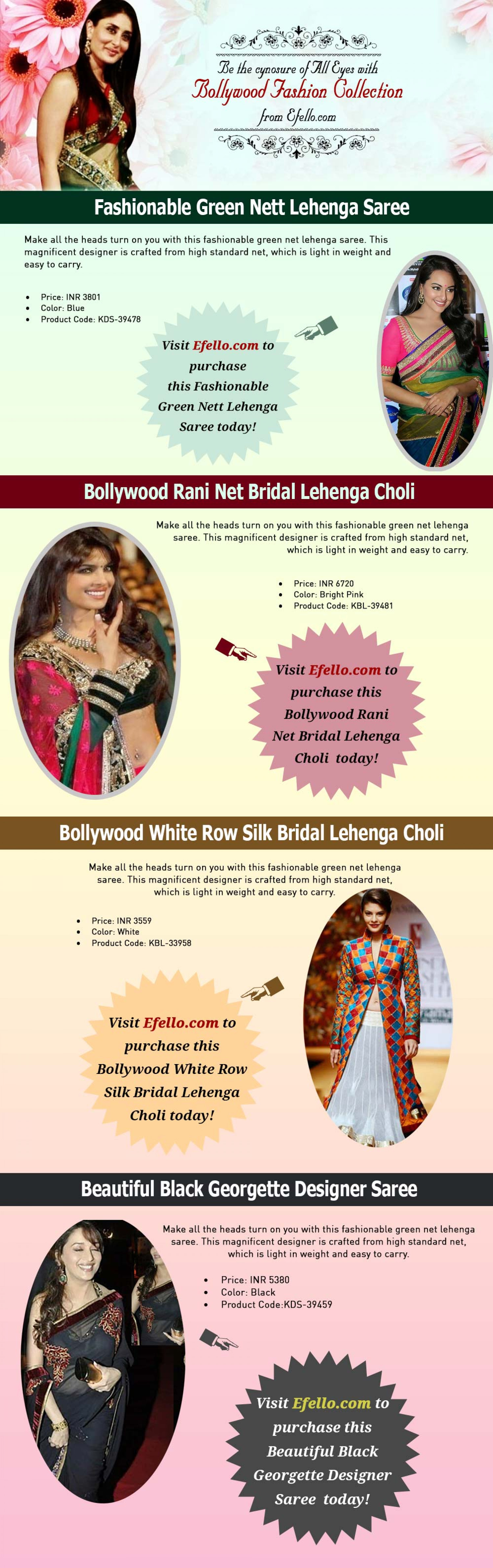  Be the Cynosure of All Eyes with Bollywood Fashion Collection From Efello.com Infographic