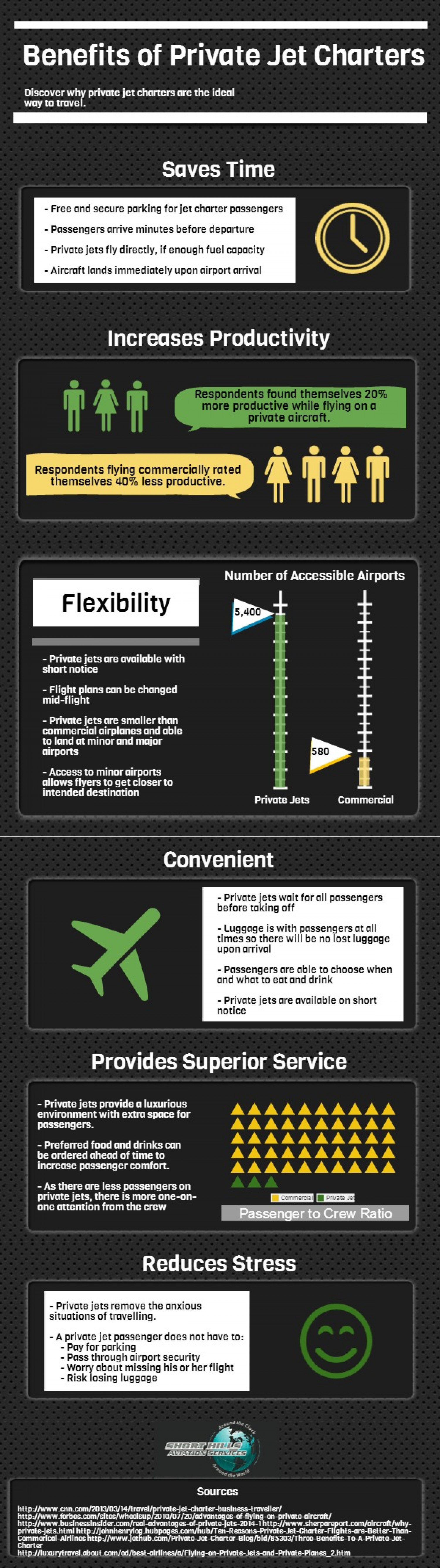 Benefits of Private Jet Charters Infographic