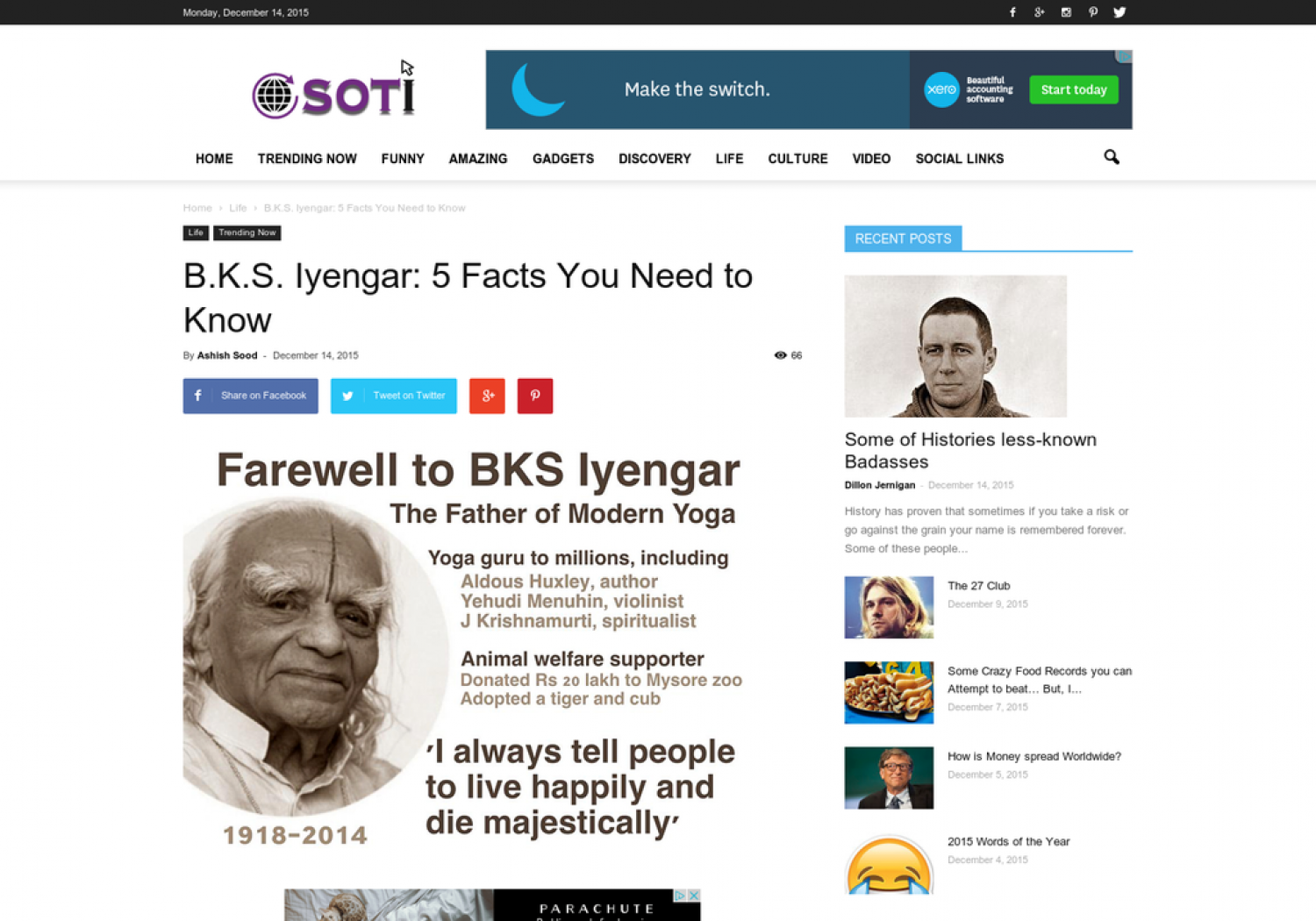 B.K.S. Iyengar: 5 Facts You Need to Know Infographic