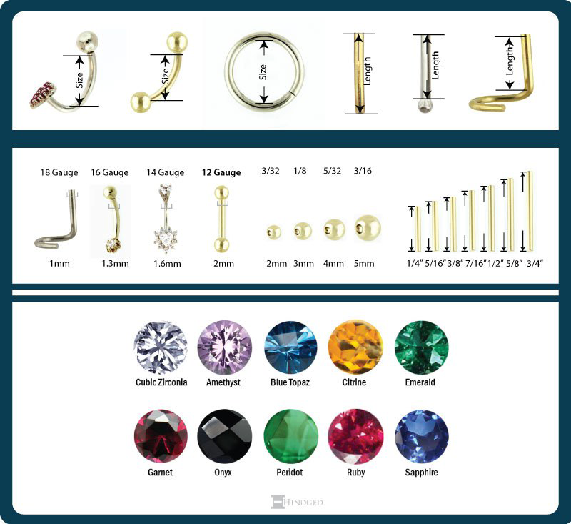 Body Jewelry Size Conversion Chart