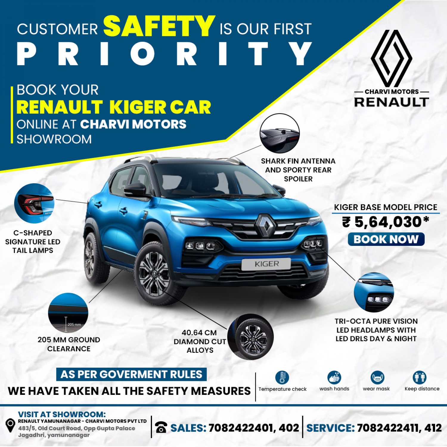 Book your Renault Kiger car online at Charvi Motors showroom Infographic