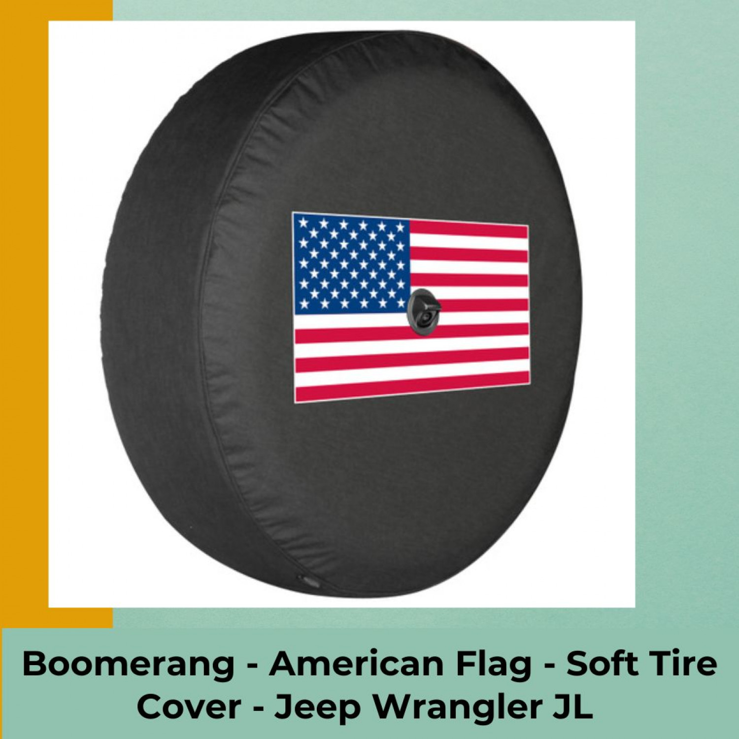 Boomerang - American Flag - Soft Tire Cover - Jeep Wrangler JL  Infographic