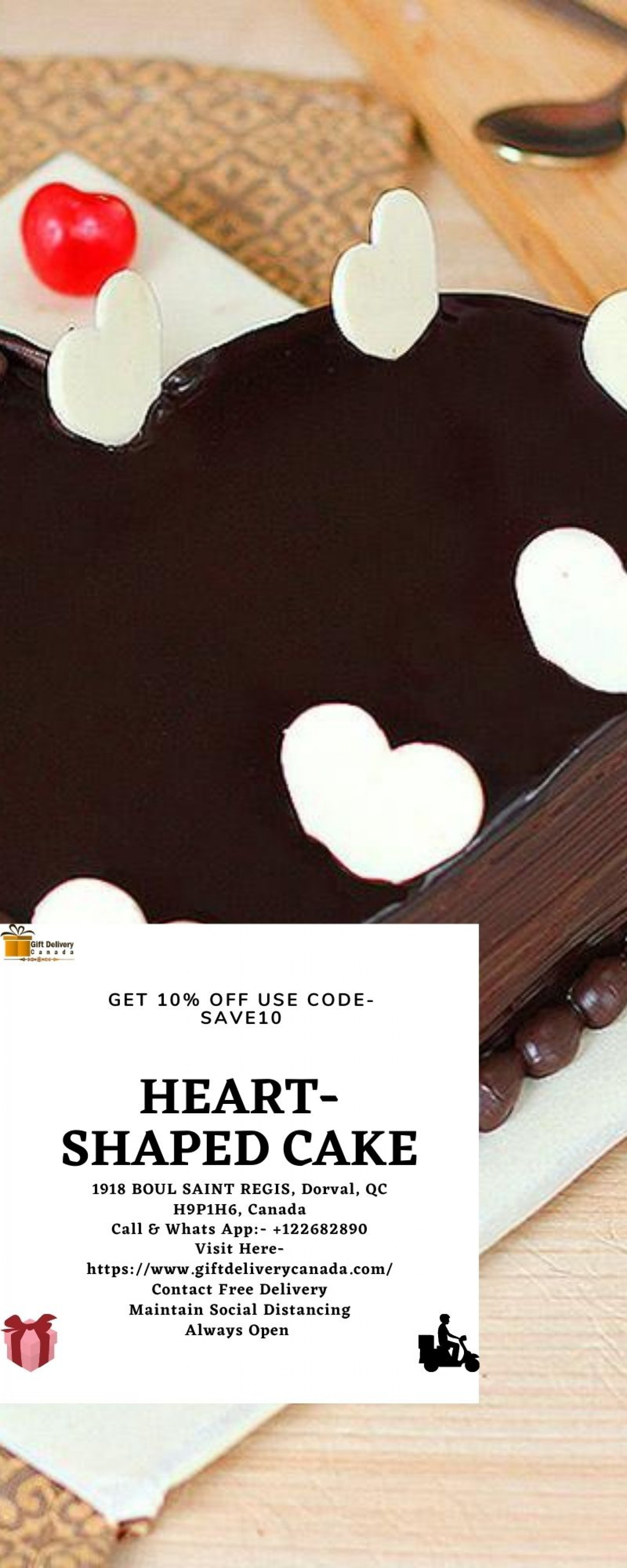 Buy Heart shape Chocolate Cake Delivery in Canada | Gift Delivery Canada Infographic