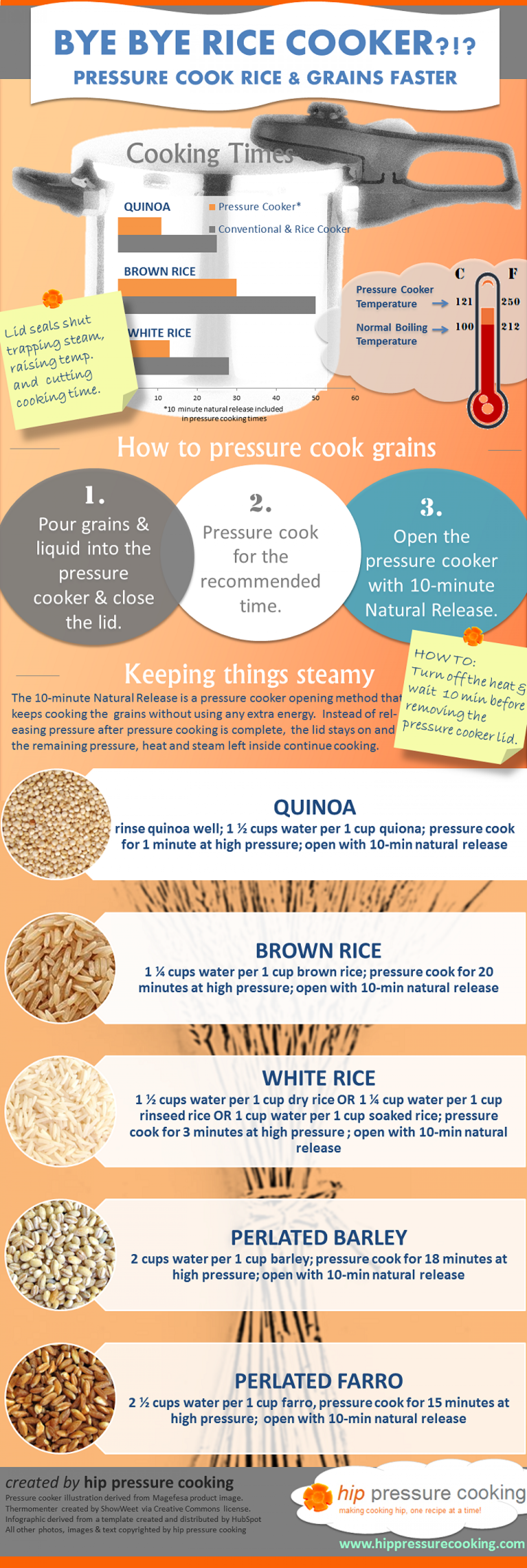 Bye, Bye Rice Cooker?!?! Pressure Cook Grains Faster Infographic