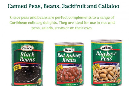 Canned Peas, Beans, Jackfruit and Callaloo - Grace foods Infographic