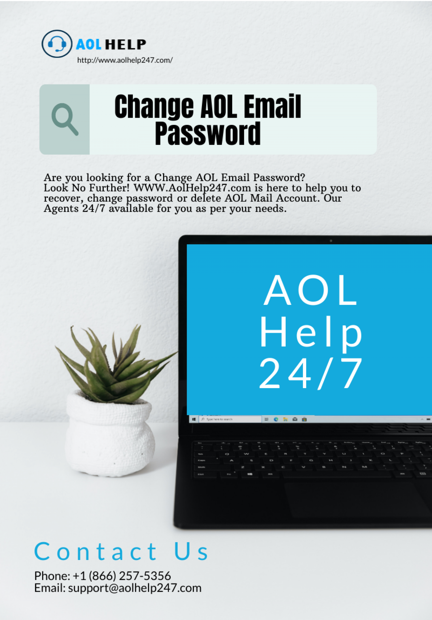 Change AOL Email Password - (866) 257-5356 Infographic