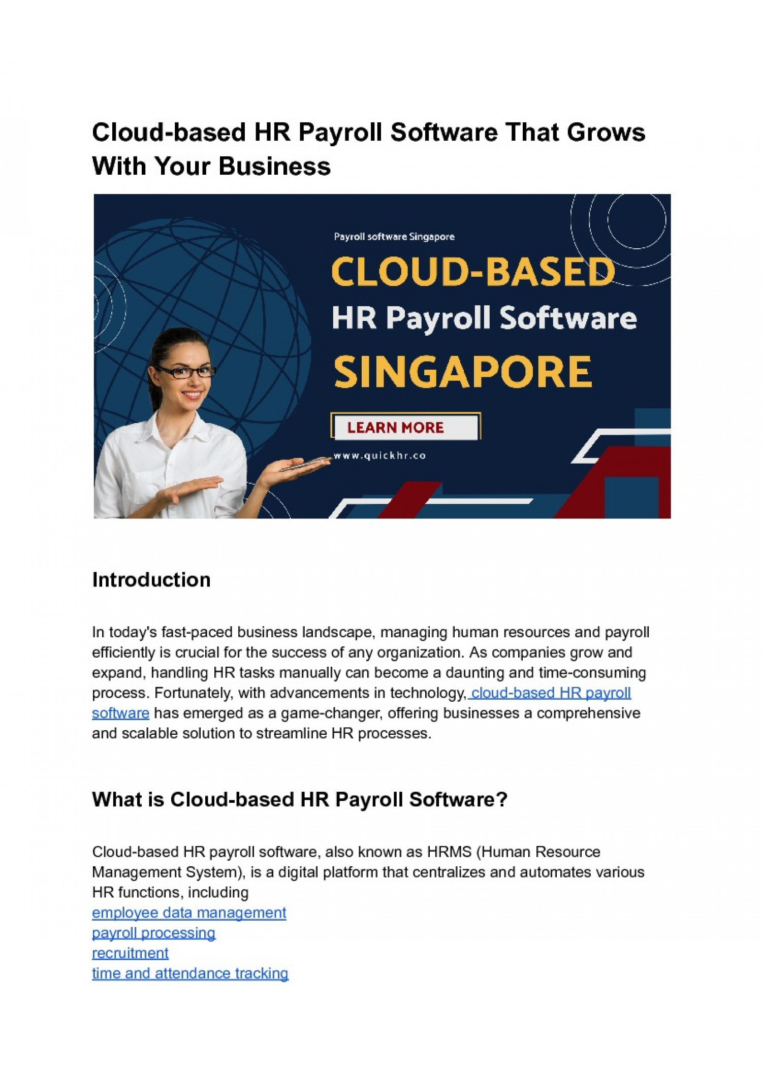 Cloud-based HR Payroll Software in Singapore That Grows With Your Business Infographic