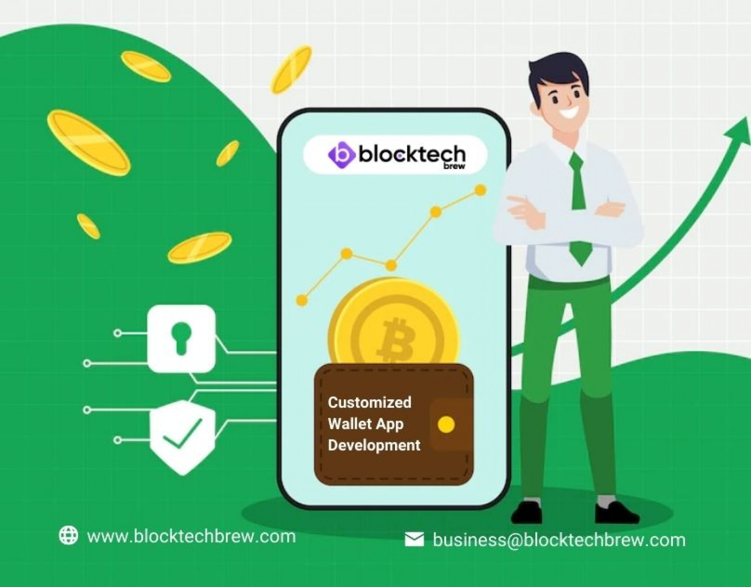 Customized Wallet App Development - BlockTech Brew Infographic