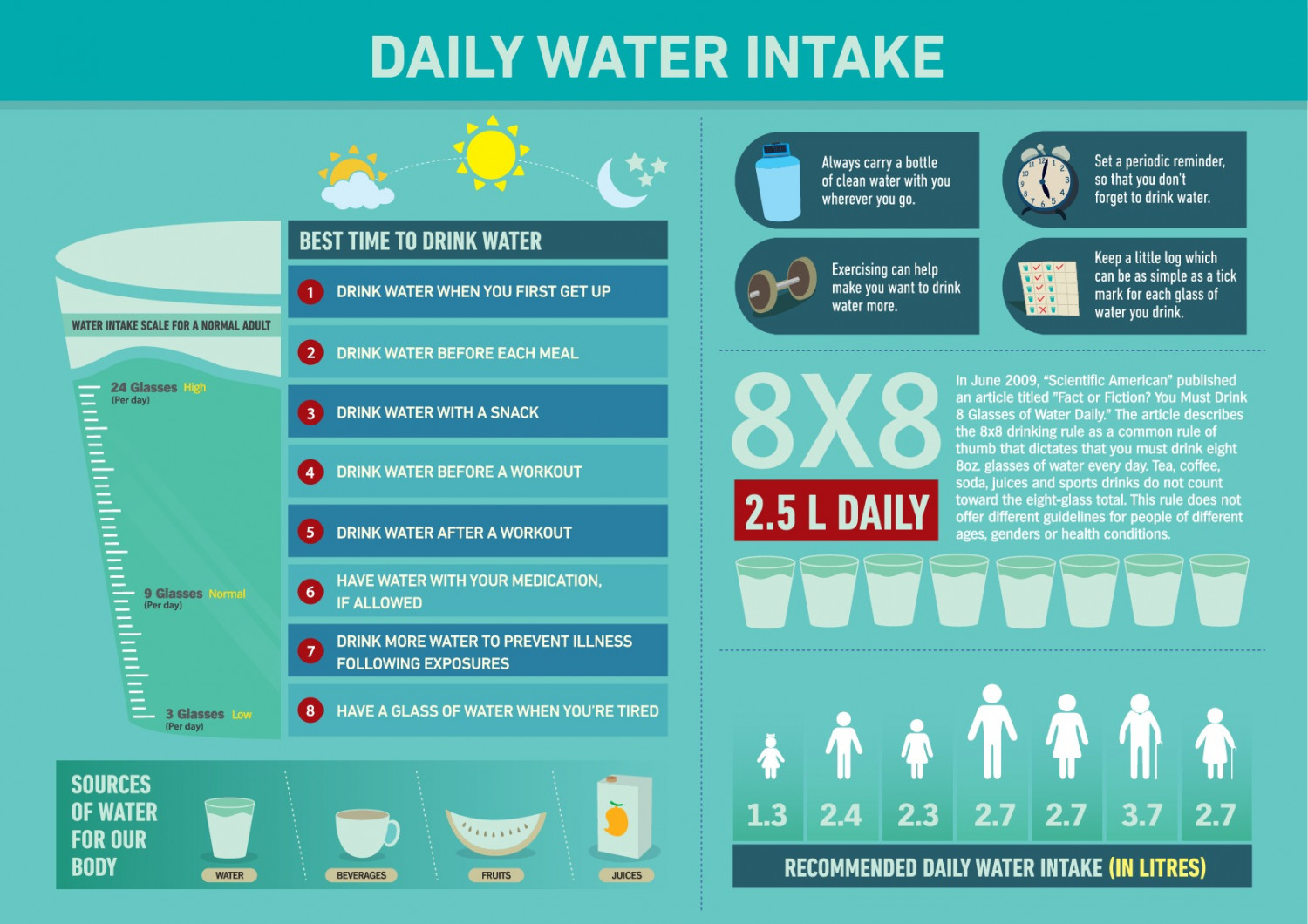 Daily Water Intake Infographic