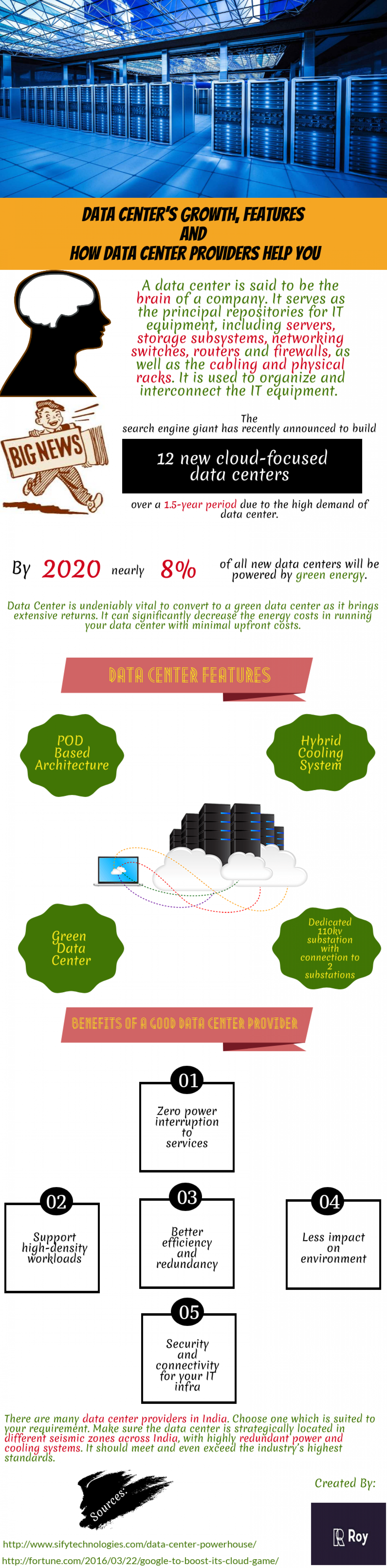 Data Center’s Growth, Features and How Data Center Providers Help You Infographic