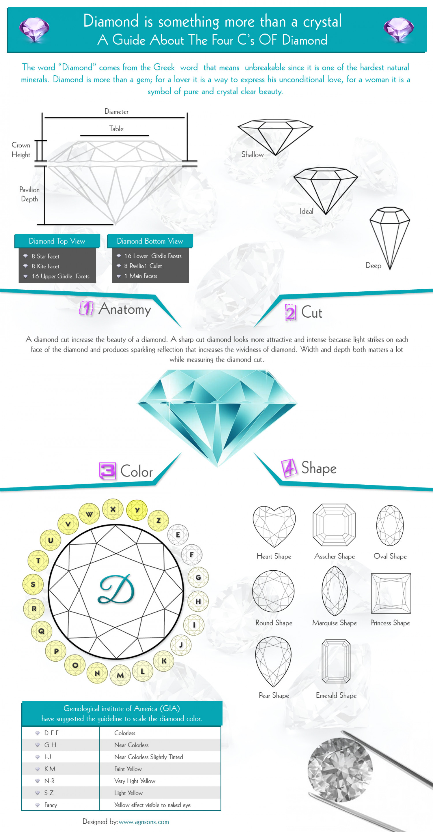 Diamond is something more than a crystal A Guide about The Four C's of Diamond Infographic