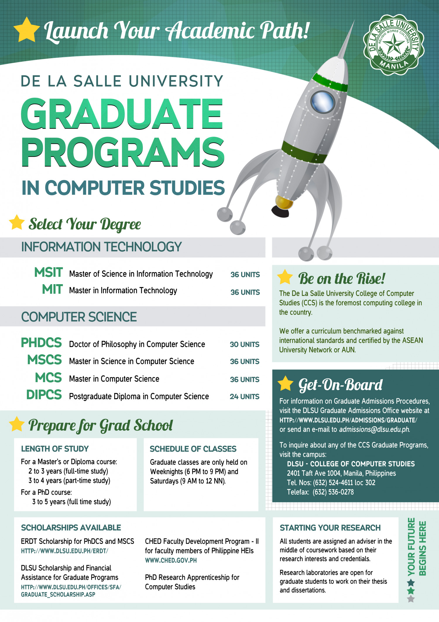 DLSU College of Computer Studies Graduate School Programs Infographic