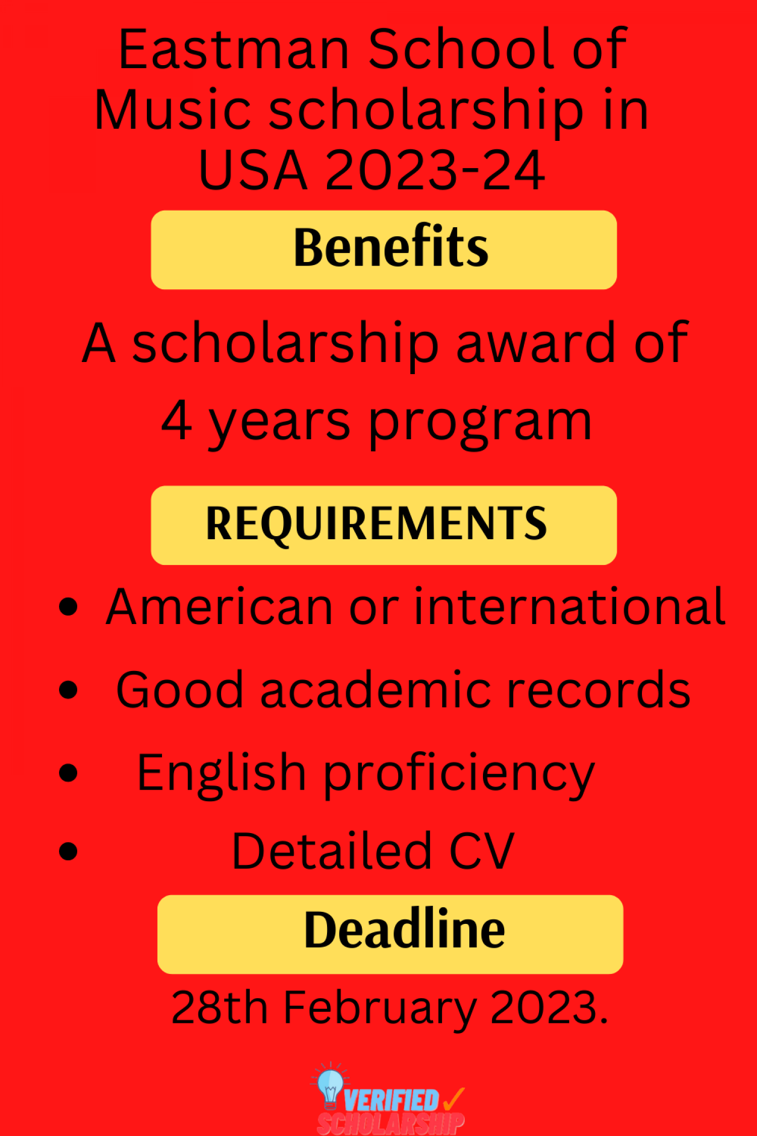 Eastman School of Music scholarship in USA 2023-24 Infographic