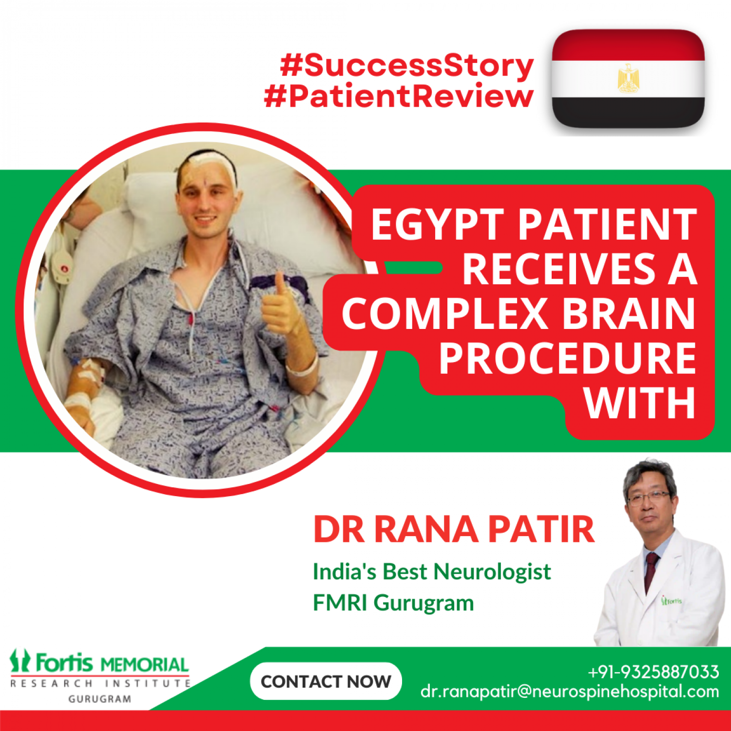 Egypt Patient Receives a Complex Brain Procedure with Dr Rana Patir FMRI Infographic