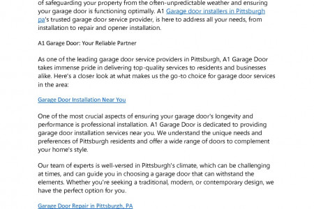 Elevate Your Home Security with A1  Garage Door in Pittsburgh Pa Infographic