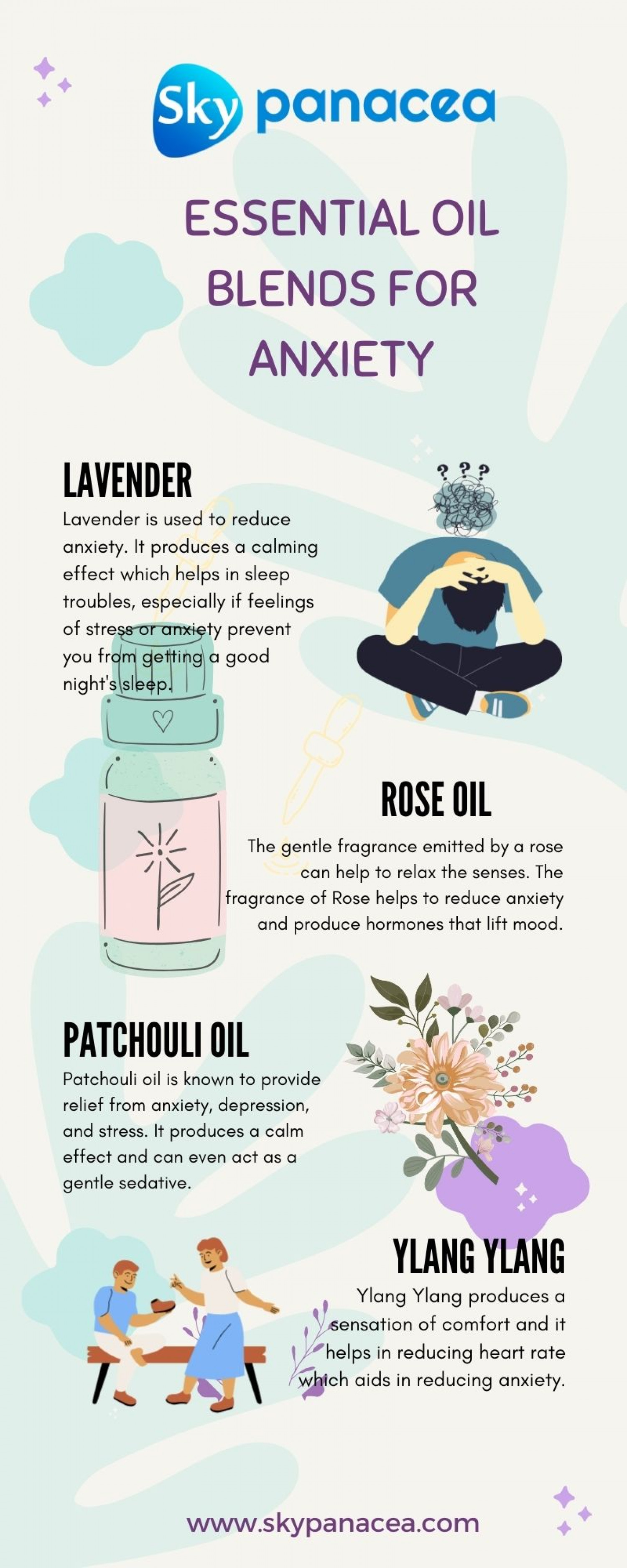 Essential Oil Blends for Anxiety Infographic