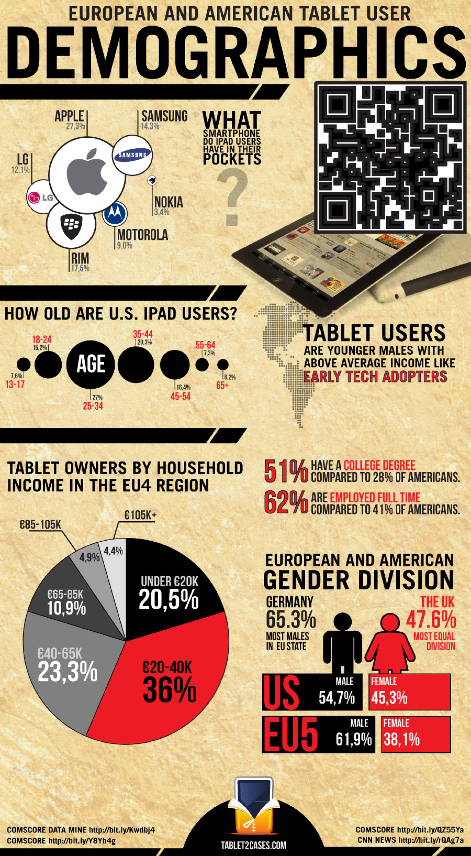 European and American Tablet User Demographics Infographic