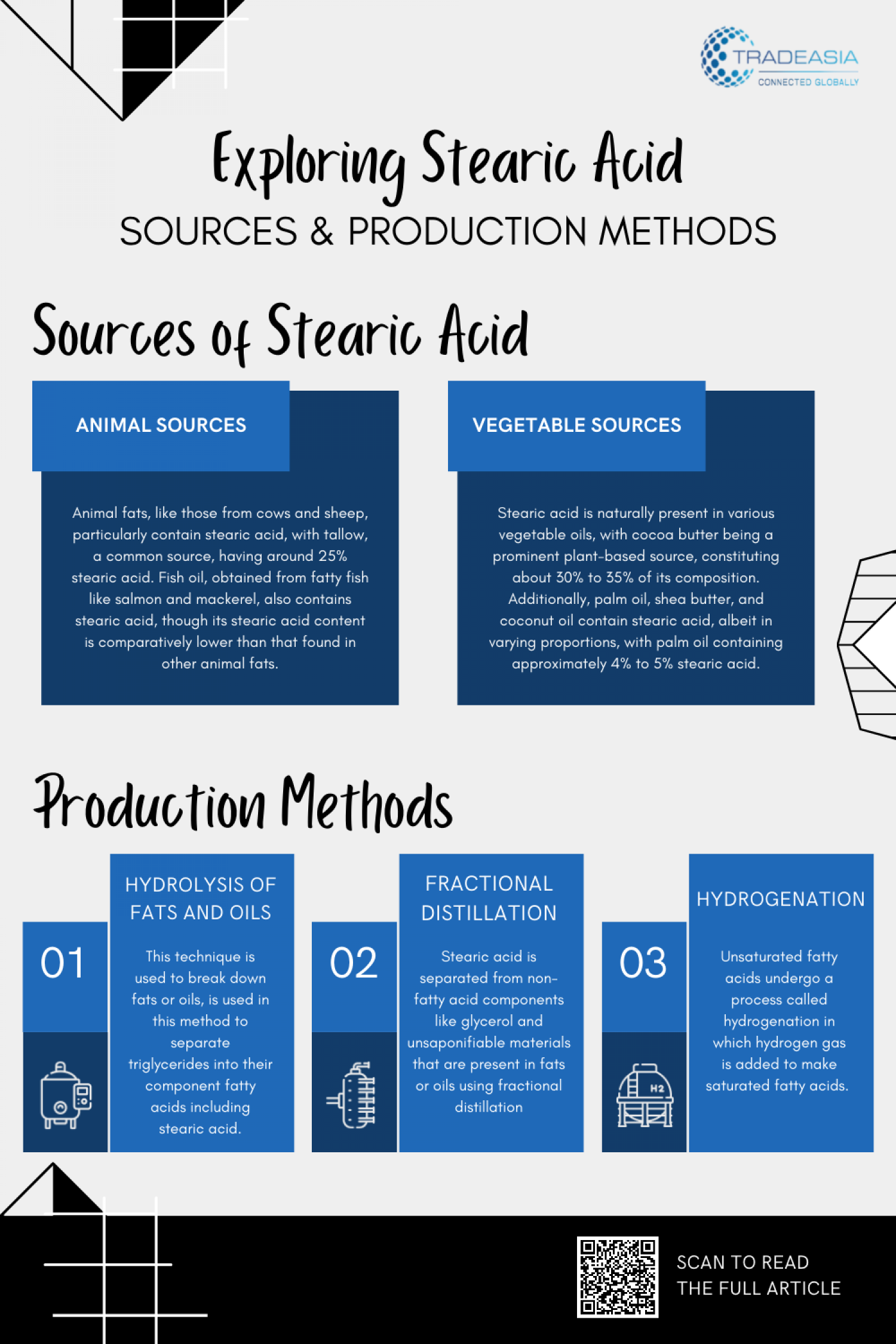 Exploring Stearic Acid: Sources & Production Methods Infographic