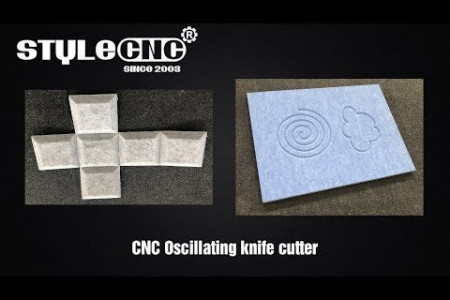 Felt and foam CNC knife cutting machine with oscillating and V-cut tool Infographic
