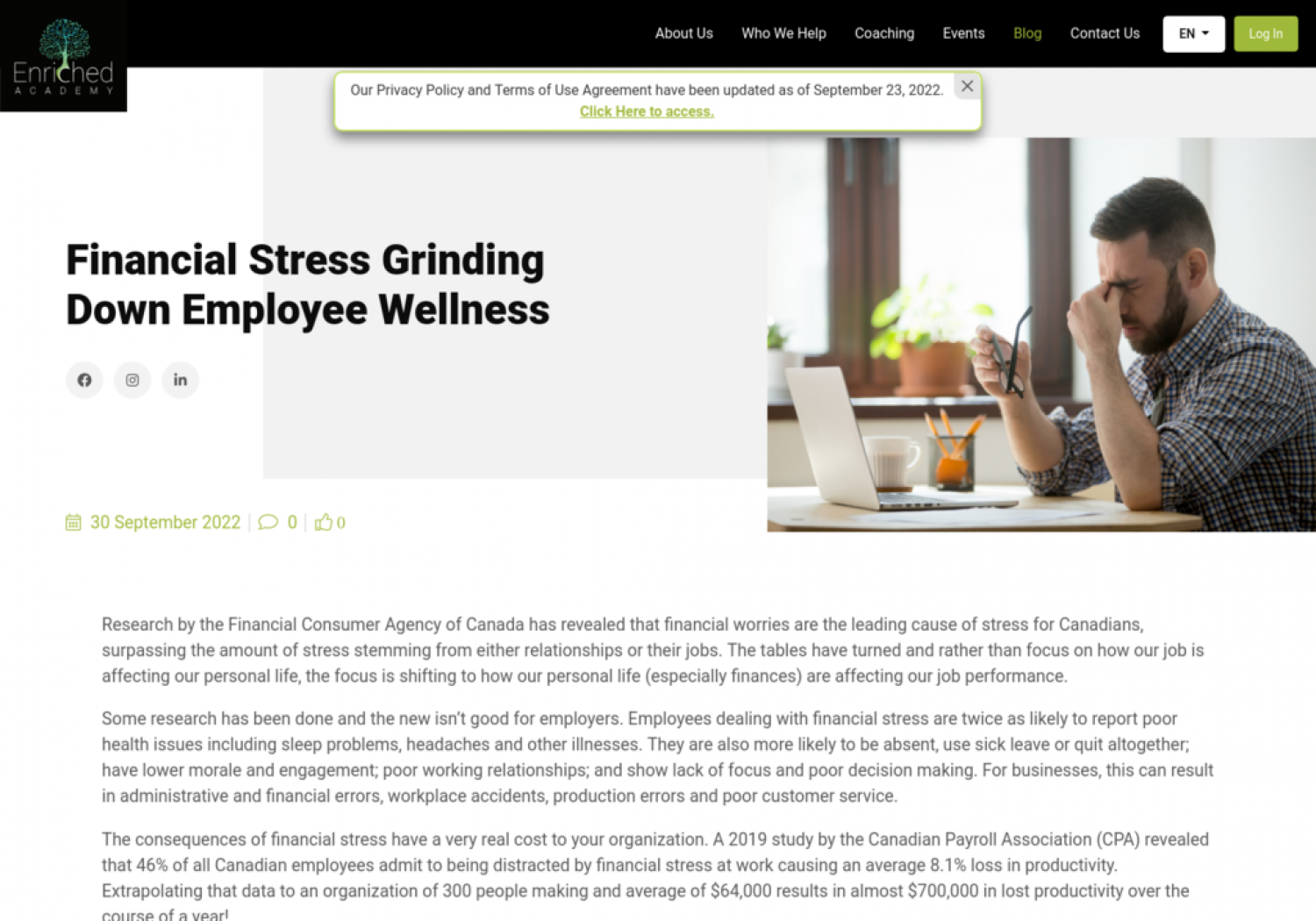 Financial Stress Grinding Down Employee Wellness Infographic