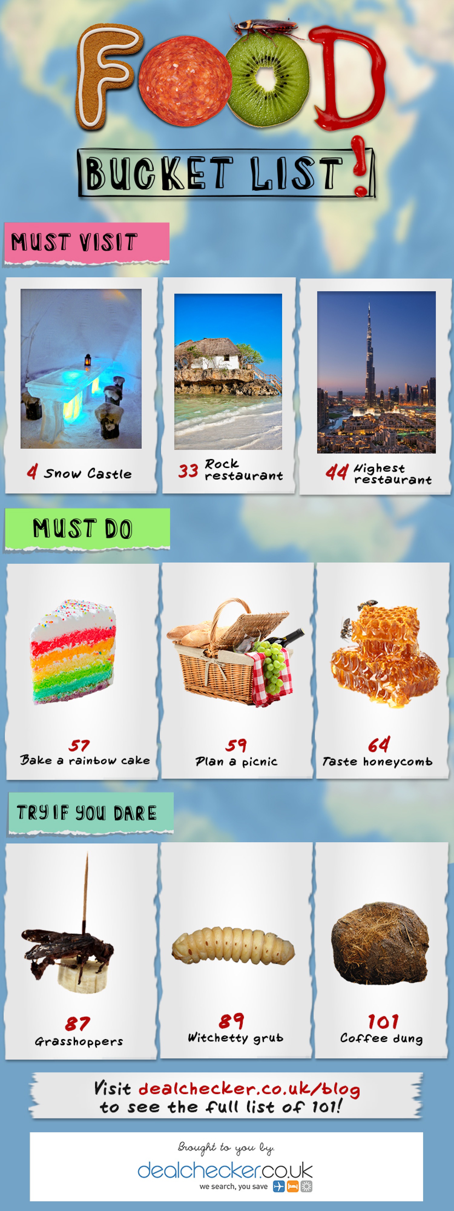 Food Bucket List: 101 Unique Travel Eats Infographic