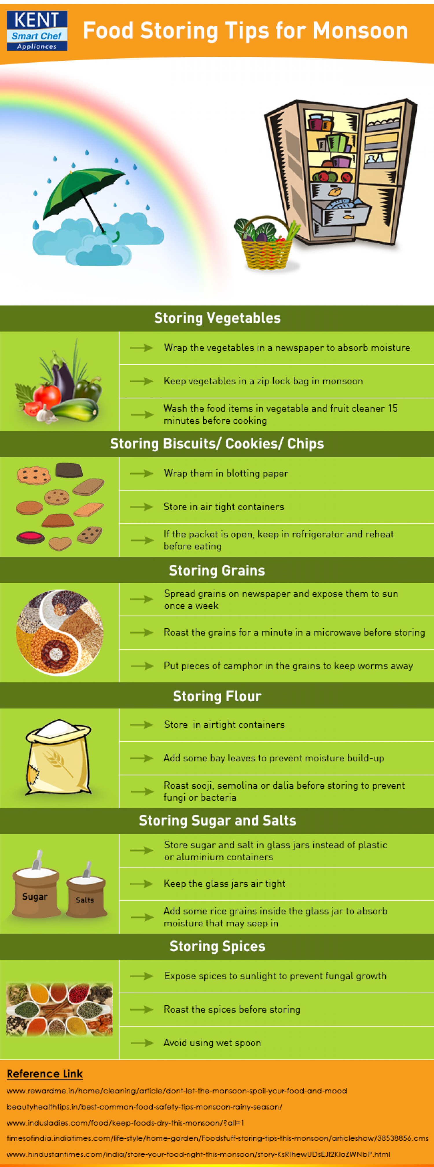 Food Storing Tips for Monsoon rainy season Infographic